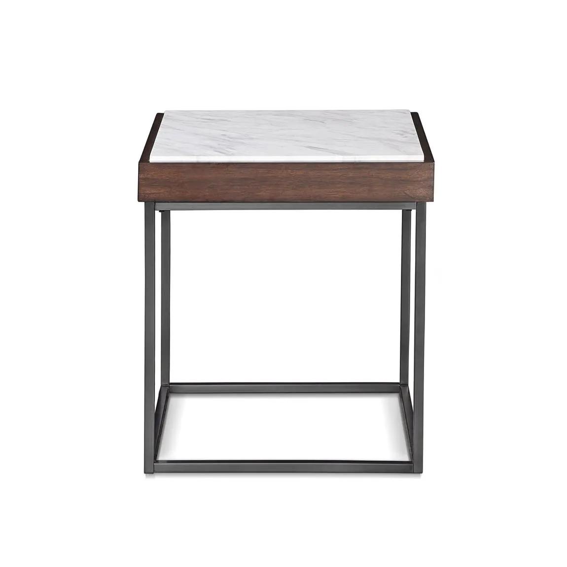 Ennis Walnut End Table with Natural Marble Top