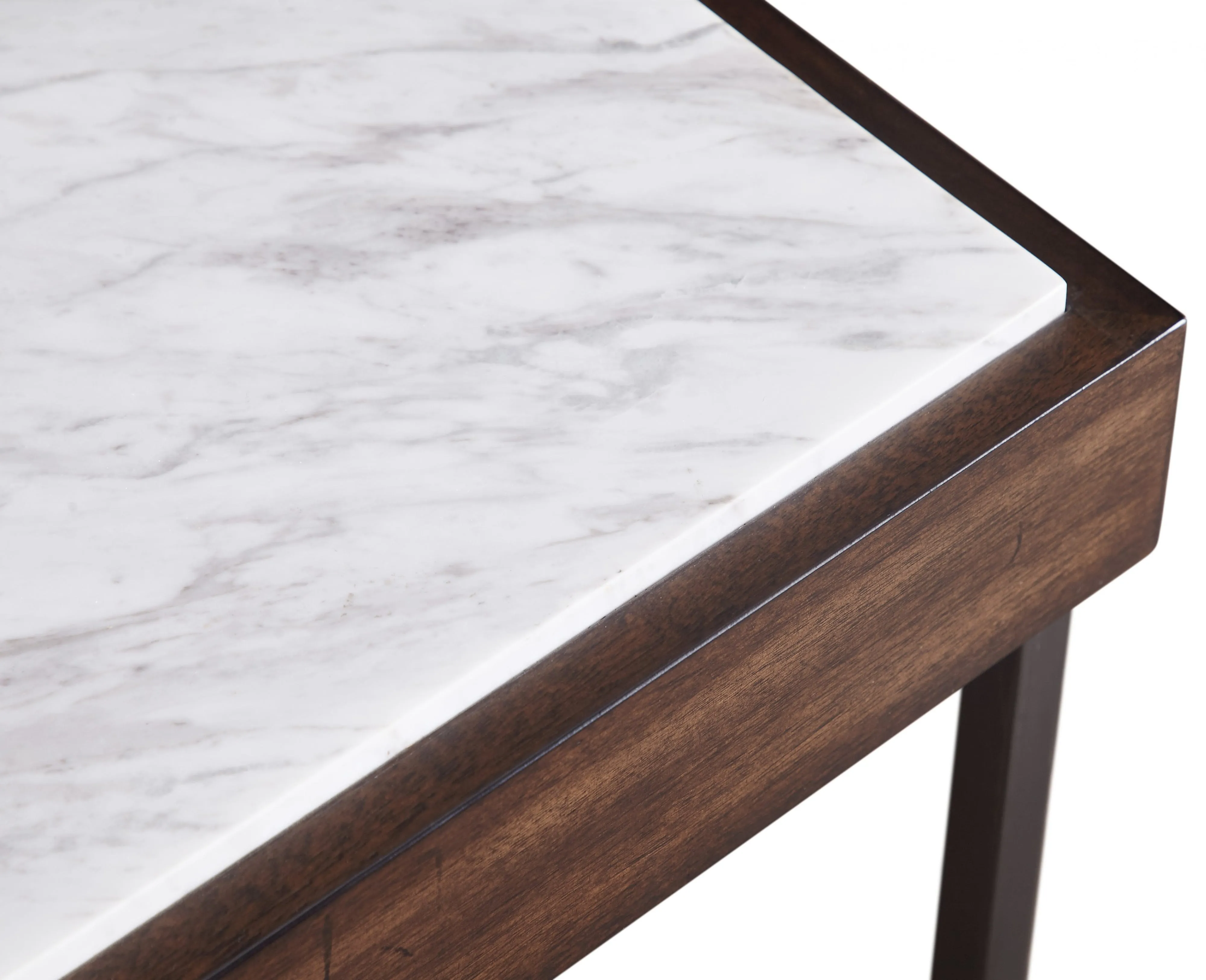 Ennis Walnut End Table with Natural Marble Top