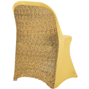 Folding Glitz Sequin Spandex Chair Cover - Gold