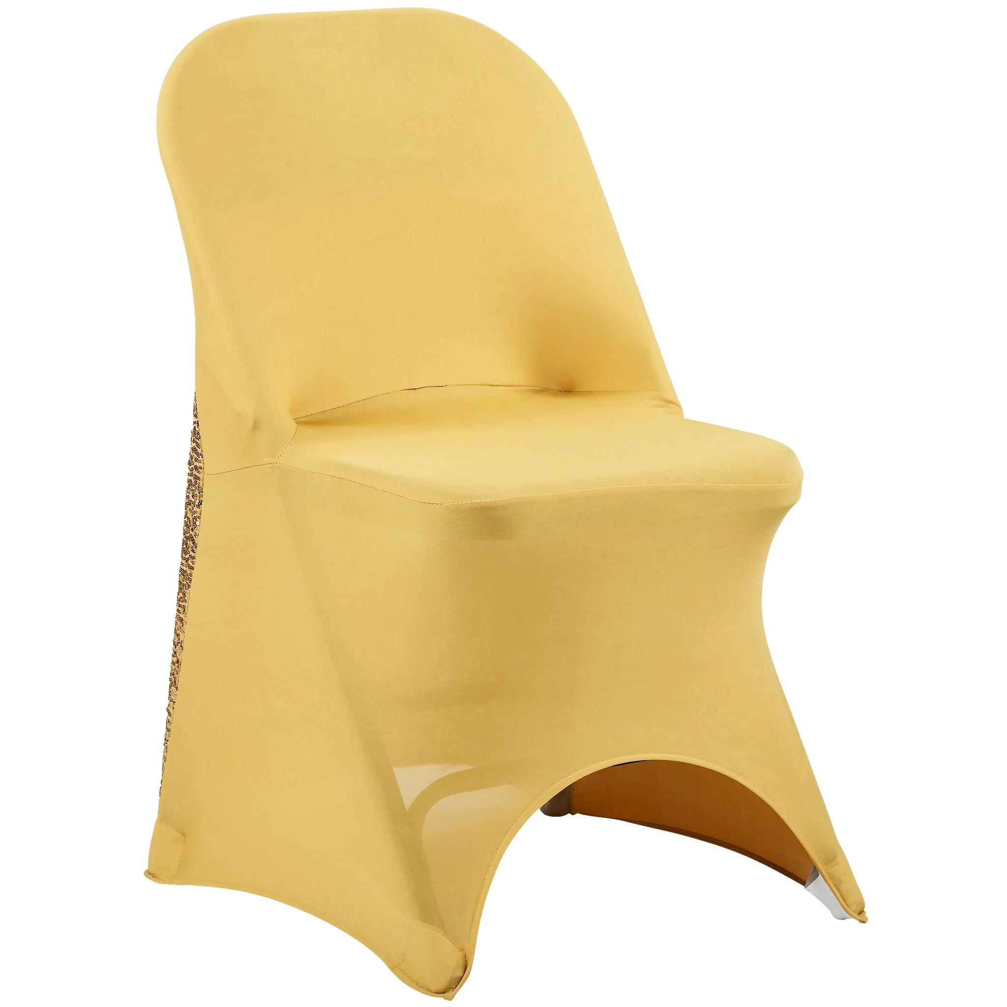 Folding Glitz Sequin Spandex Chair Cover - Gold