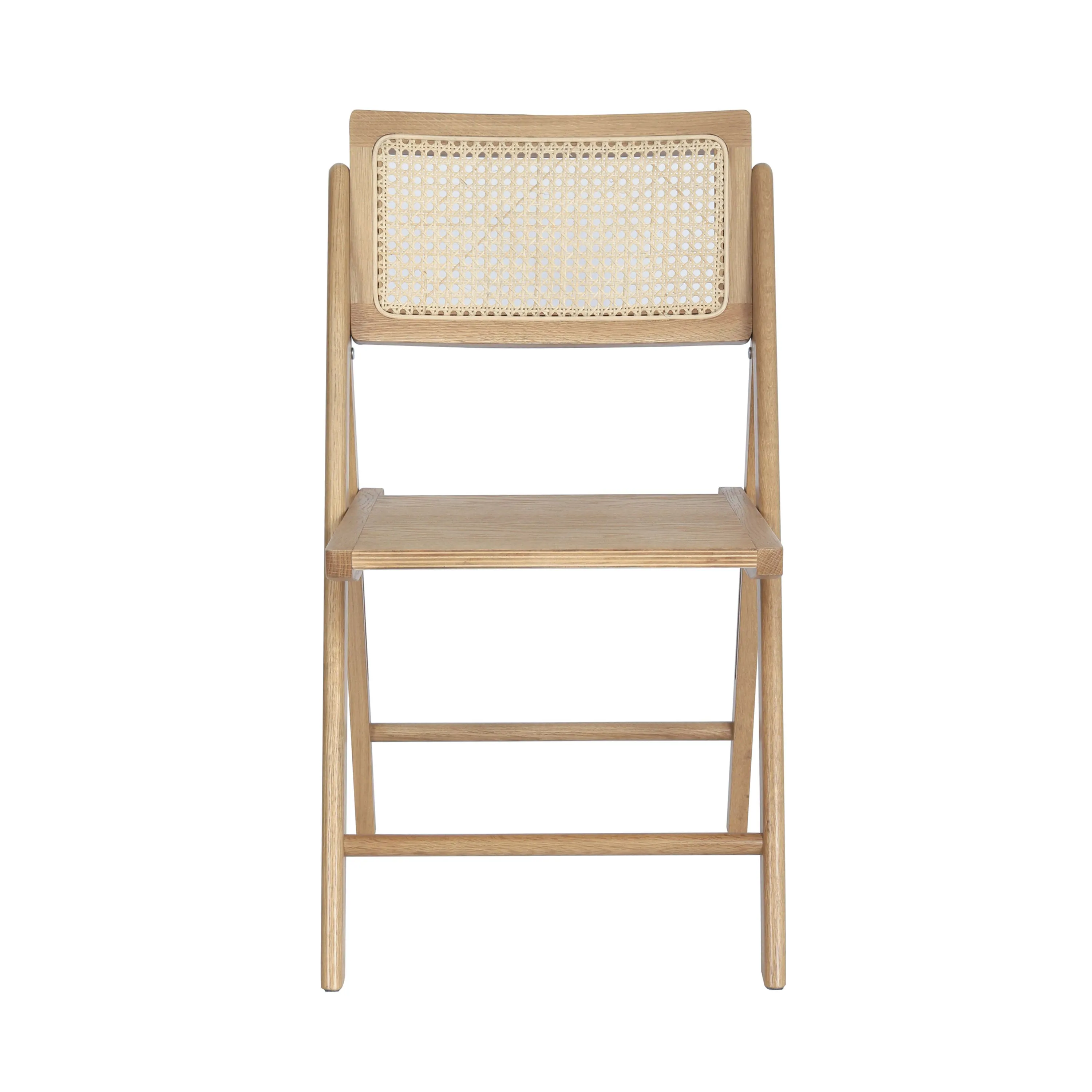 Galene Set of 2 Cane Rattan Folding Chairs with Solid Wood Frame and Seat and Ventilated Back, Perfect for Events or Additional Seating