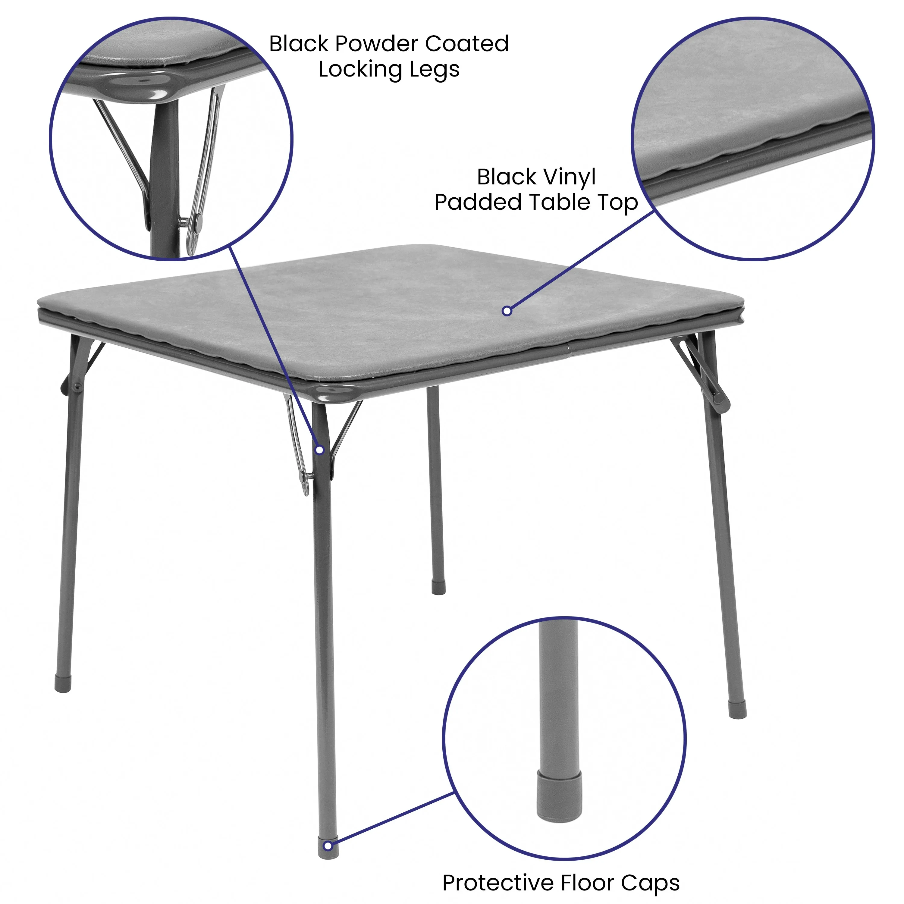 Gray Kid Folding Table Set JB-9-KID-GY-GG