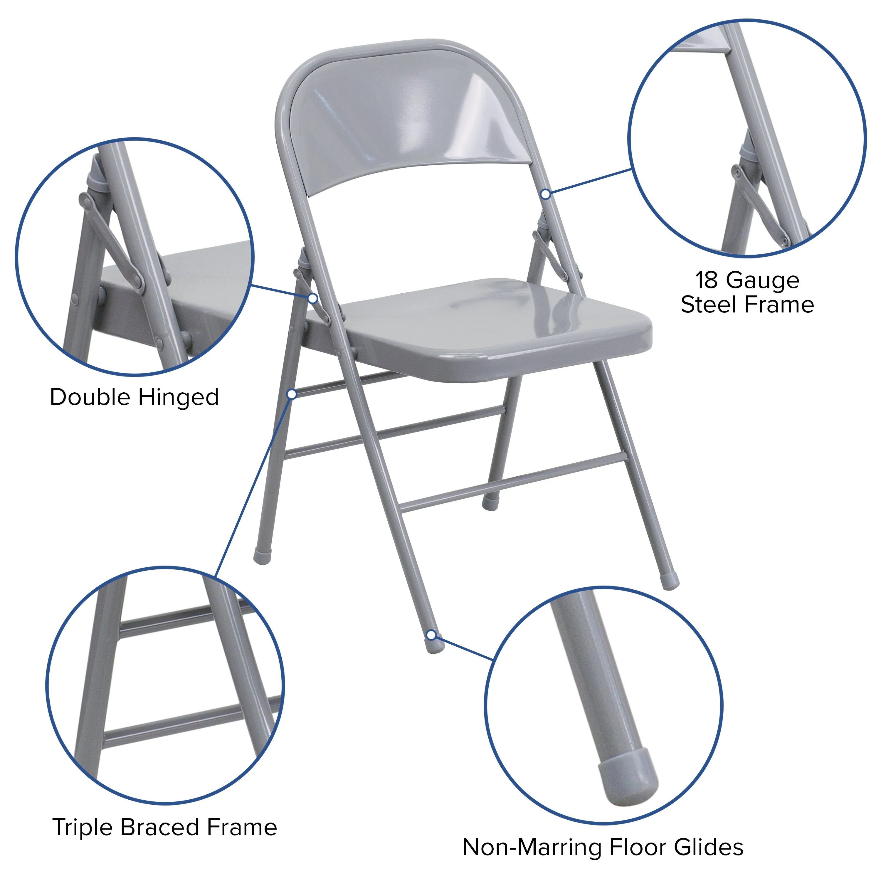 Gray Metal Folding Chair 2-HF3-MC-309AS-GY-GG