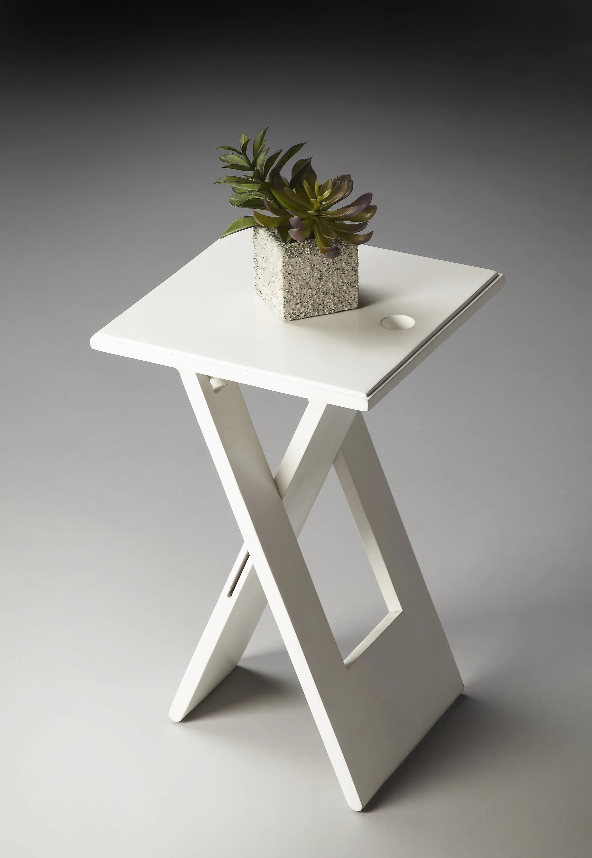 Hammond Folding Side Table in White  2259020