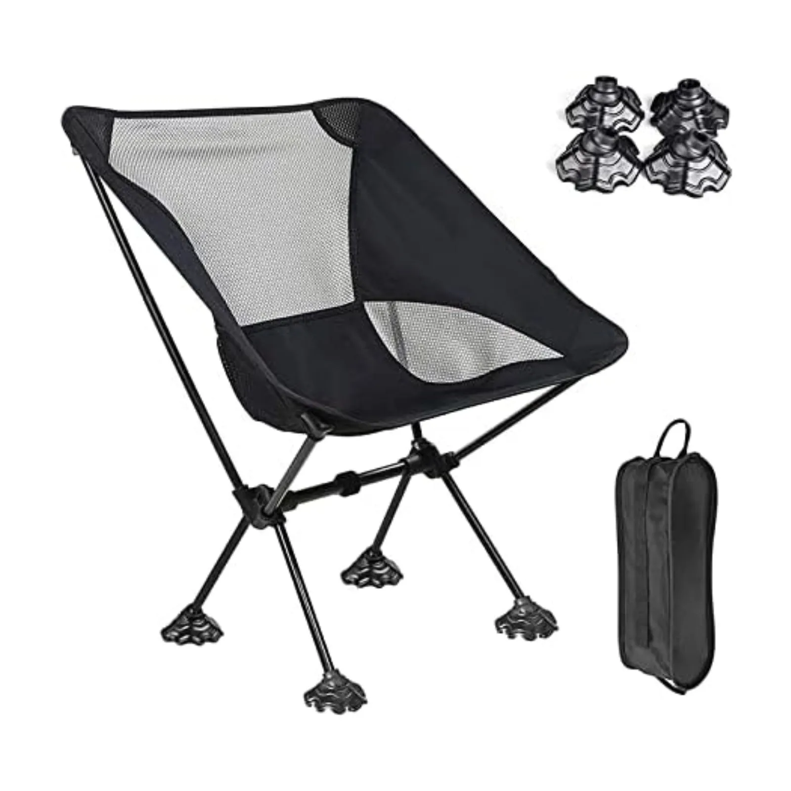 Heavy Duty Portable Camping Chair with Anti-Slip Large Feet & Carry Bag for Outdoor Camping & Hiking