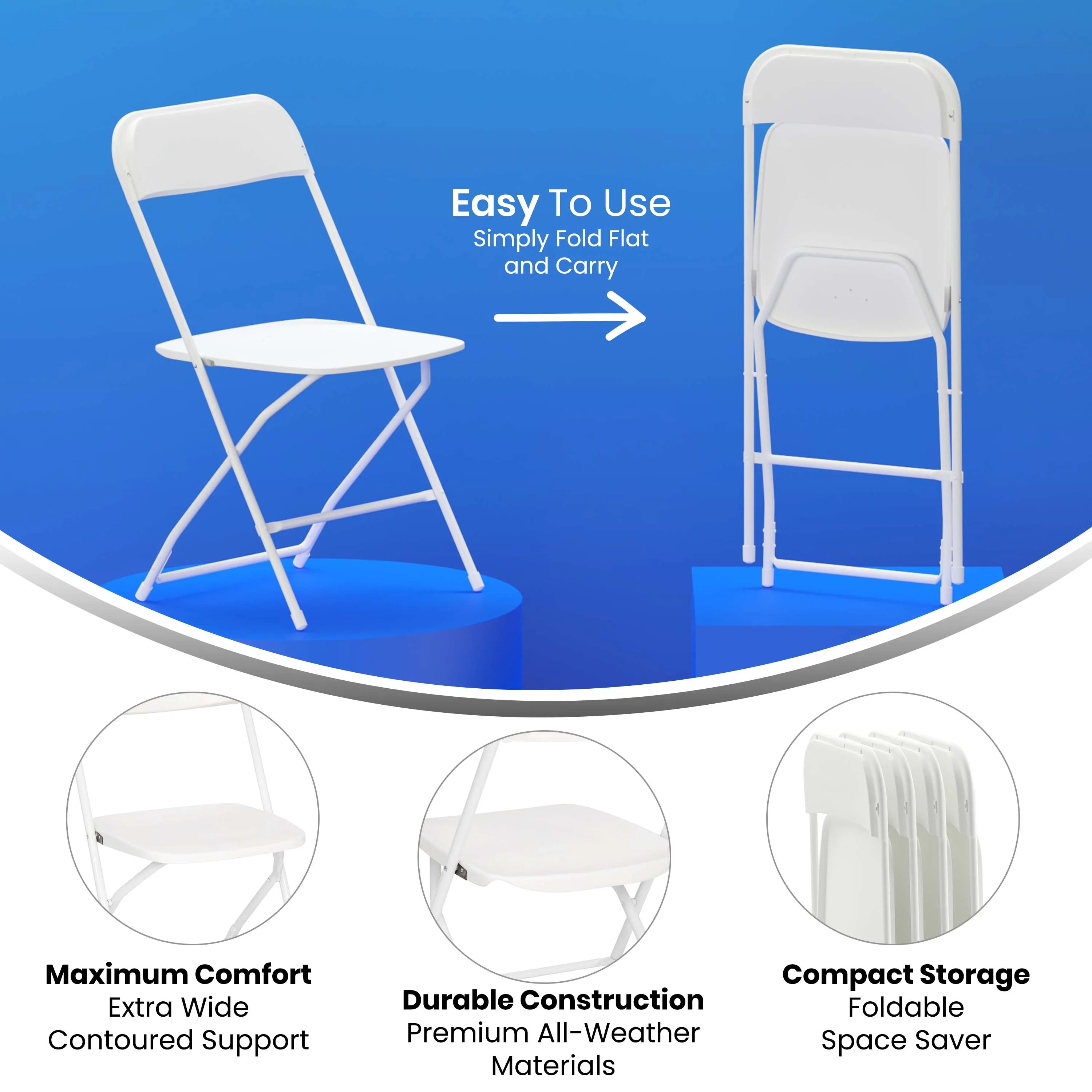 Hercules Big and Tall Commercial Folding Chair - Extra Wide 650LB. Capacity - Durable Plastic