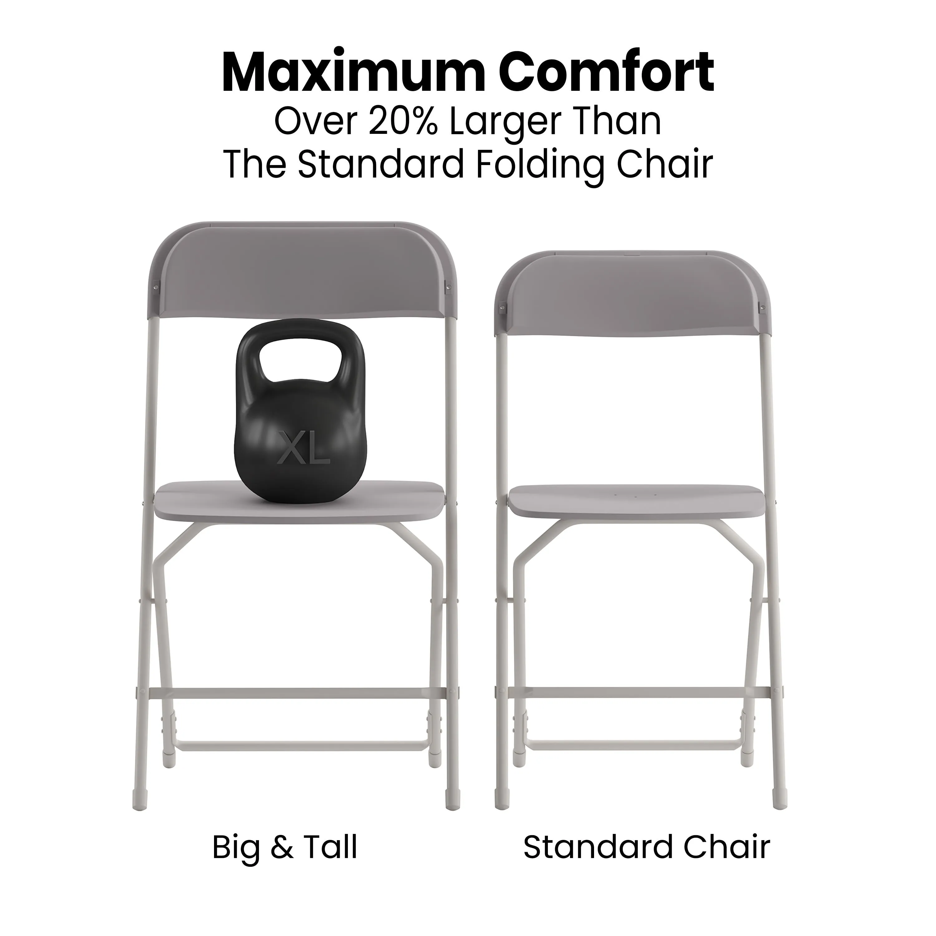 Hercules Big and Tall Commercial Folding Chair - Extra Wide 650LB. Capacity - Durable Plastic