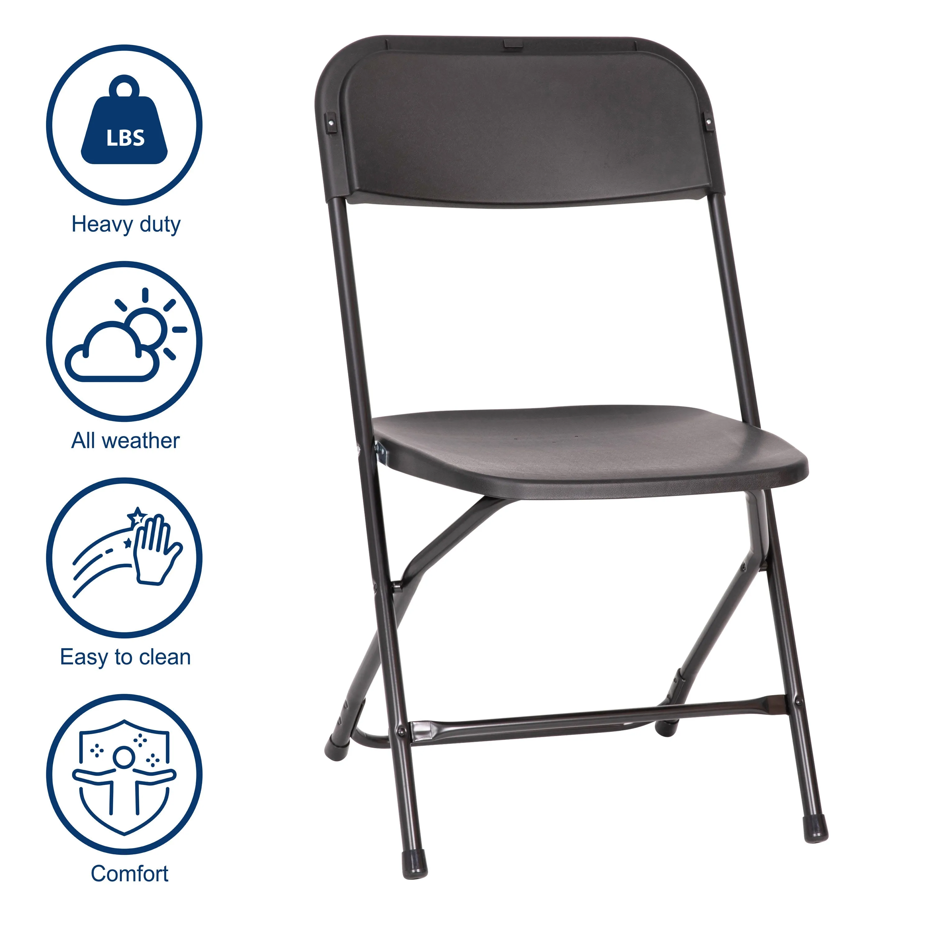 Hercules Big and Tall Commercial Folding Chair - Extra Wide 650LB. Capacity - Durable Plastic