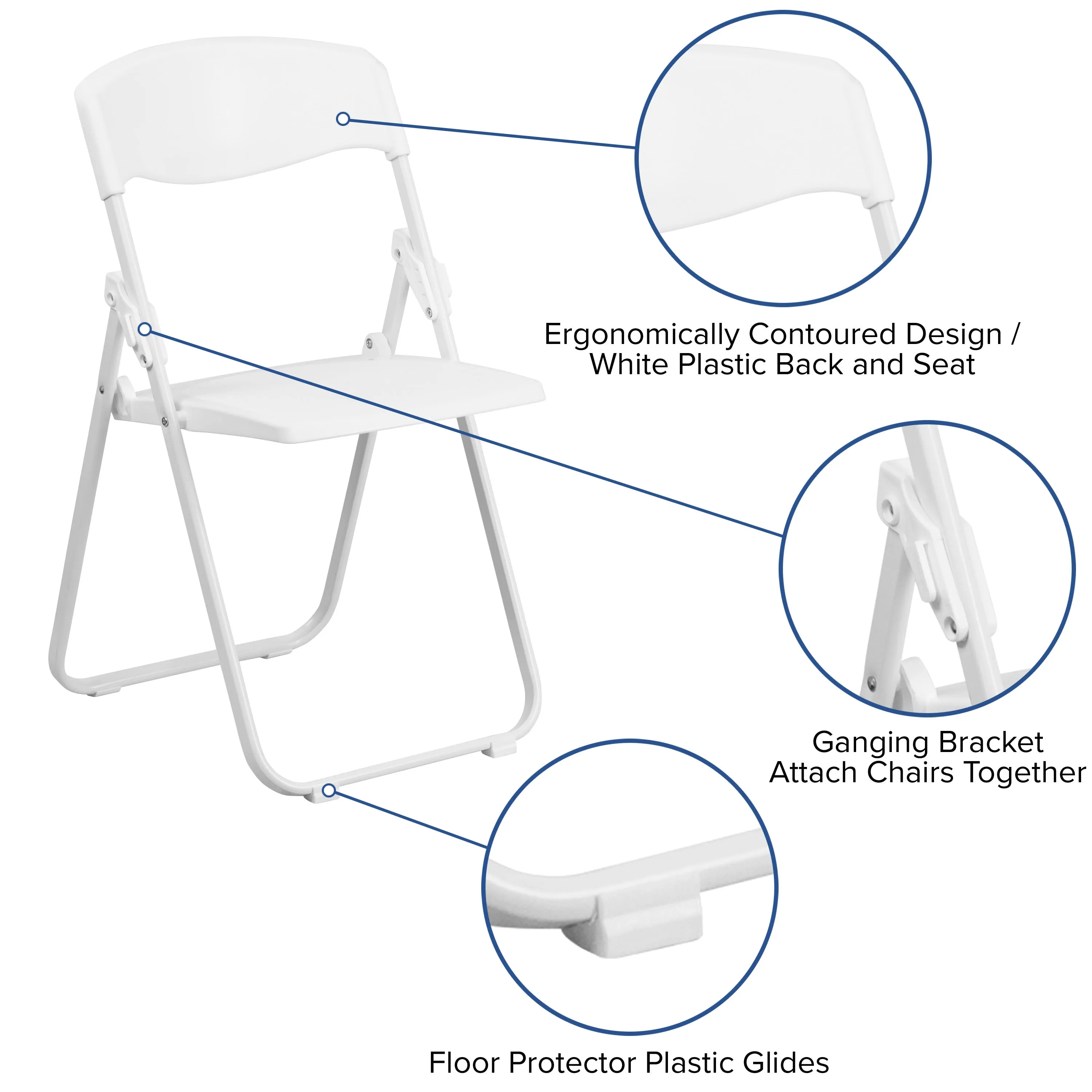 HERCULES Series 500 lb. Capacity Heavy Duty Plastic Folding Chair with Built-in Ganging Brackets