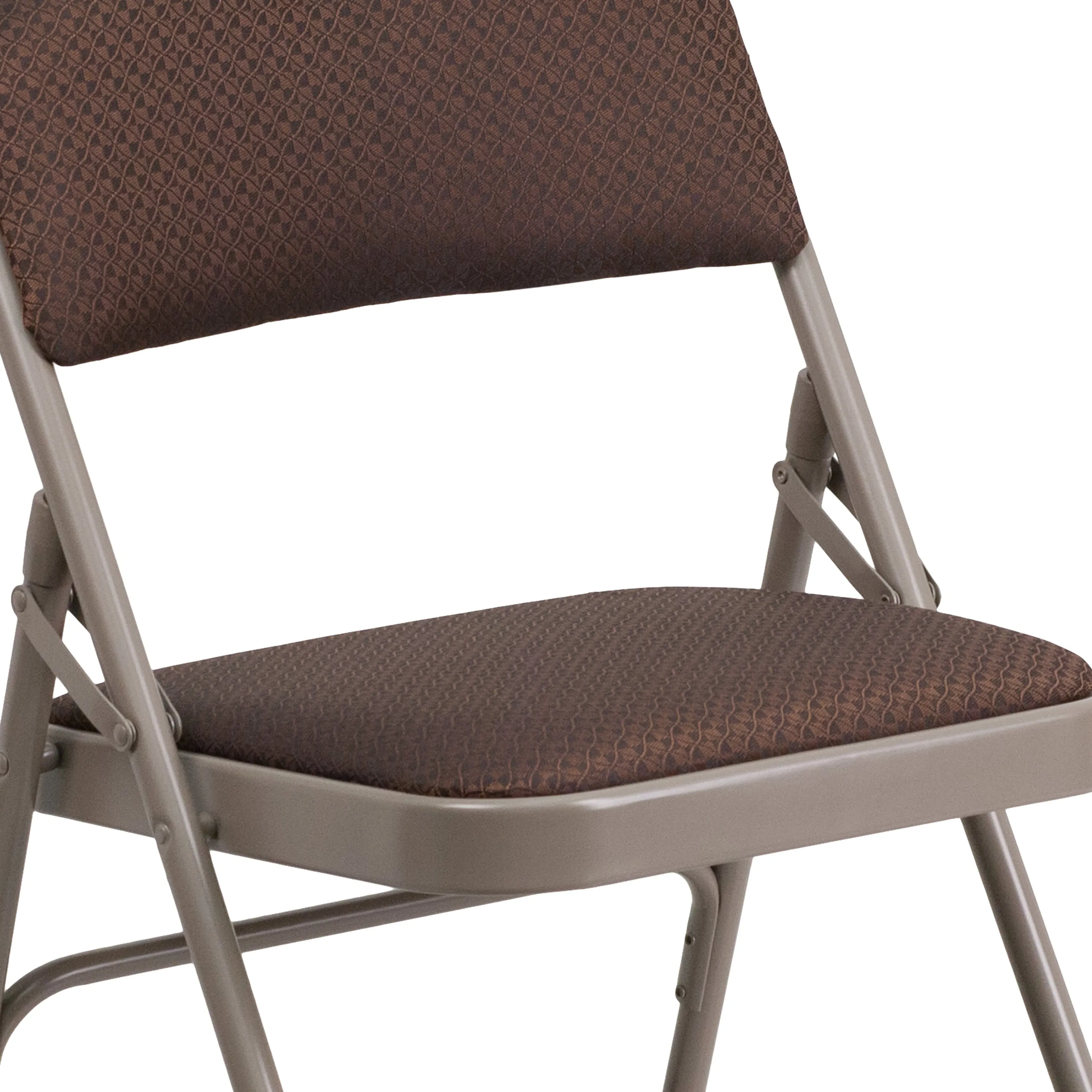 HERCULES Series Curved Triple Braced & Double Hinged Fabric Upholstered Metal Folding Chair