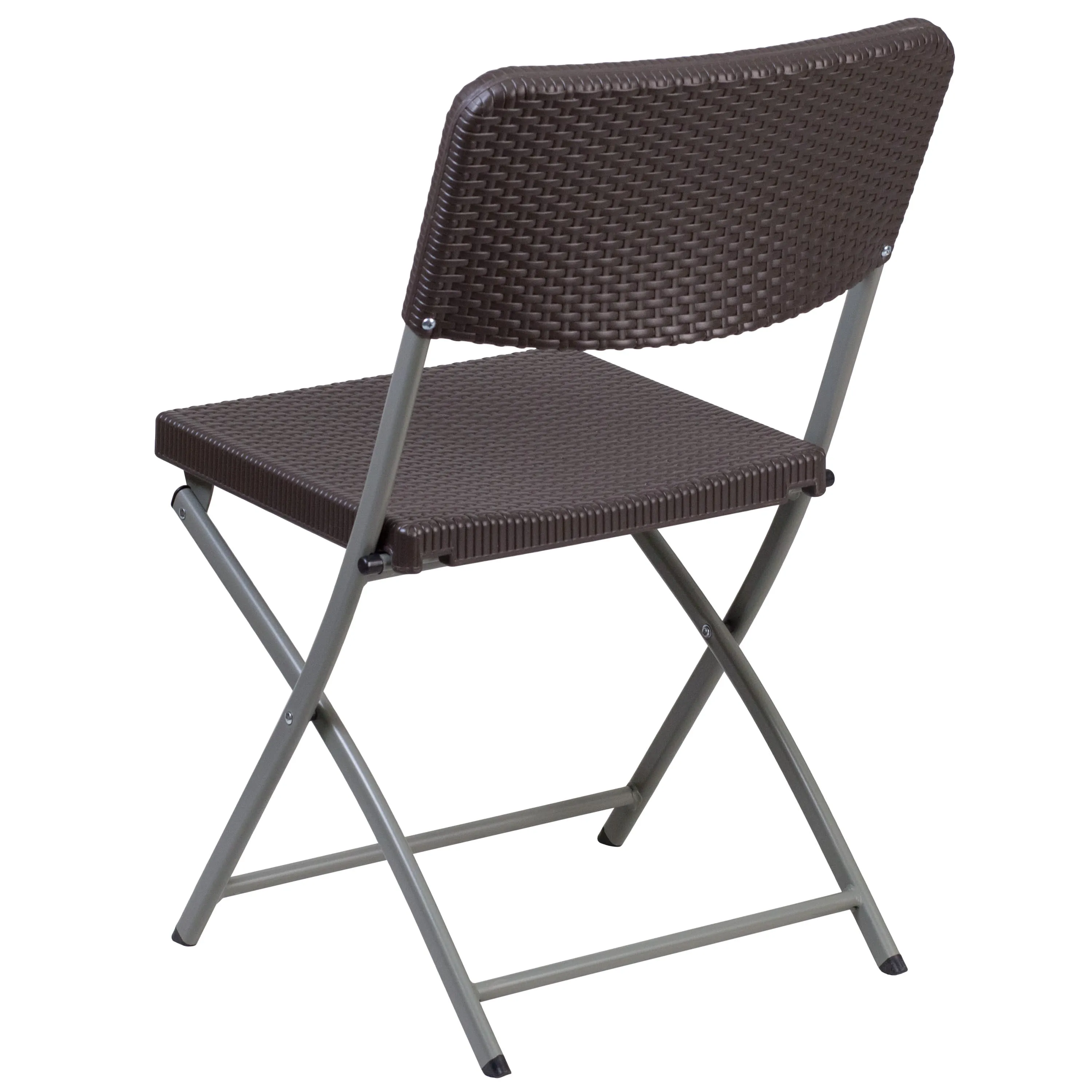 HERCULES Series Rattan Plastic Folding Chair with Gray Frame