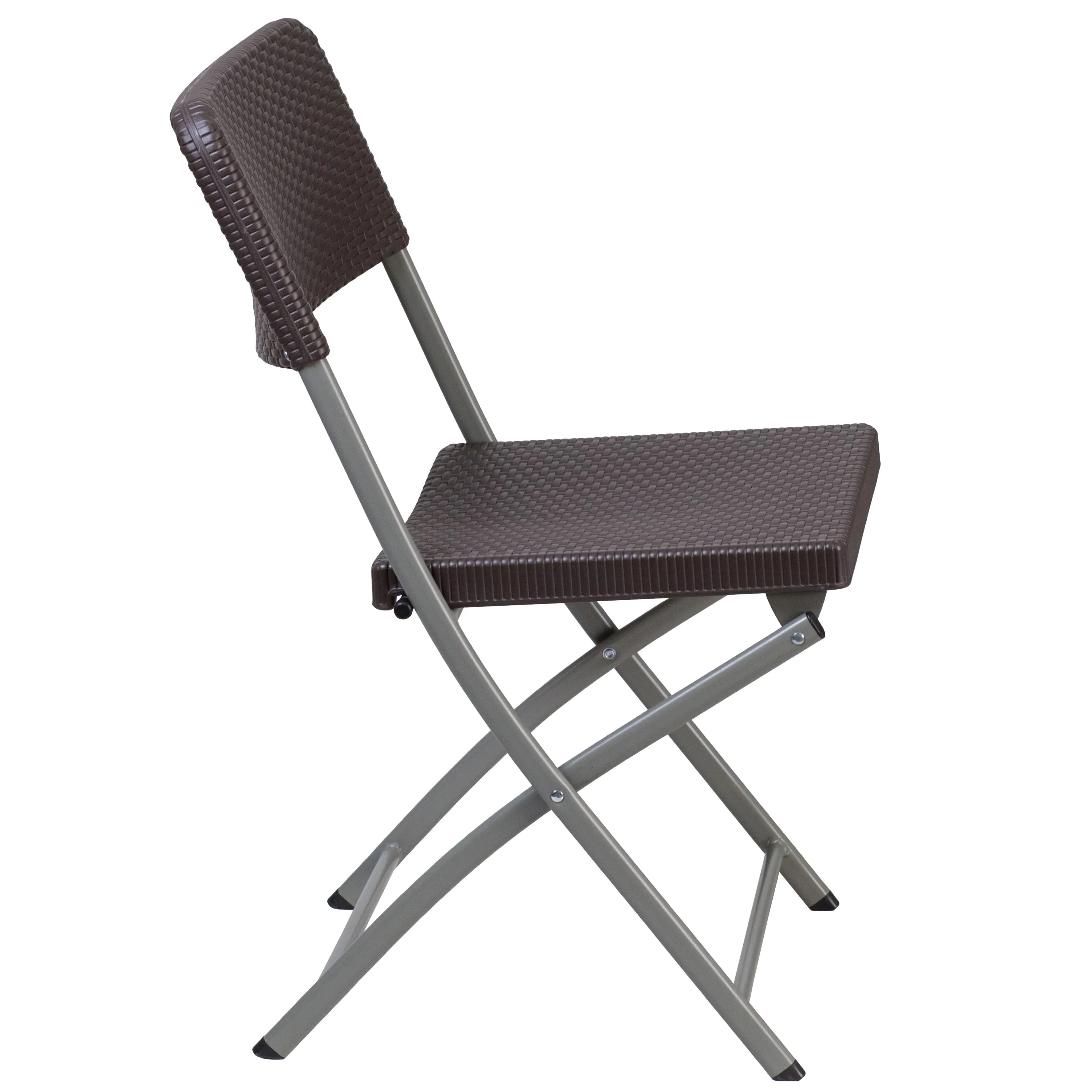 HERCULES Series Rattan Plastic Folding Chair with Gray Frame