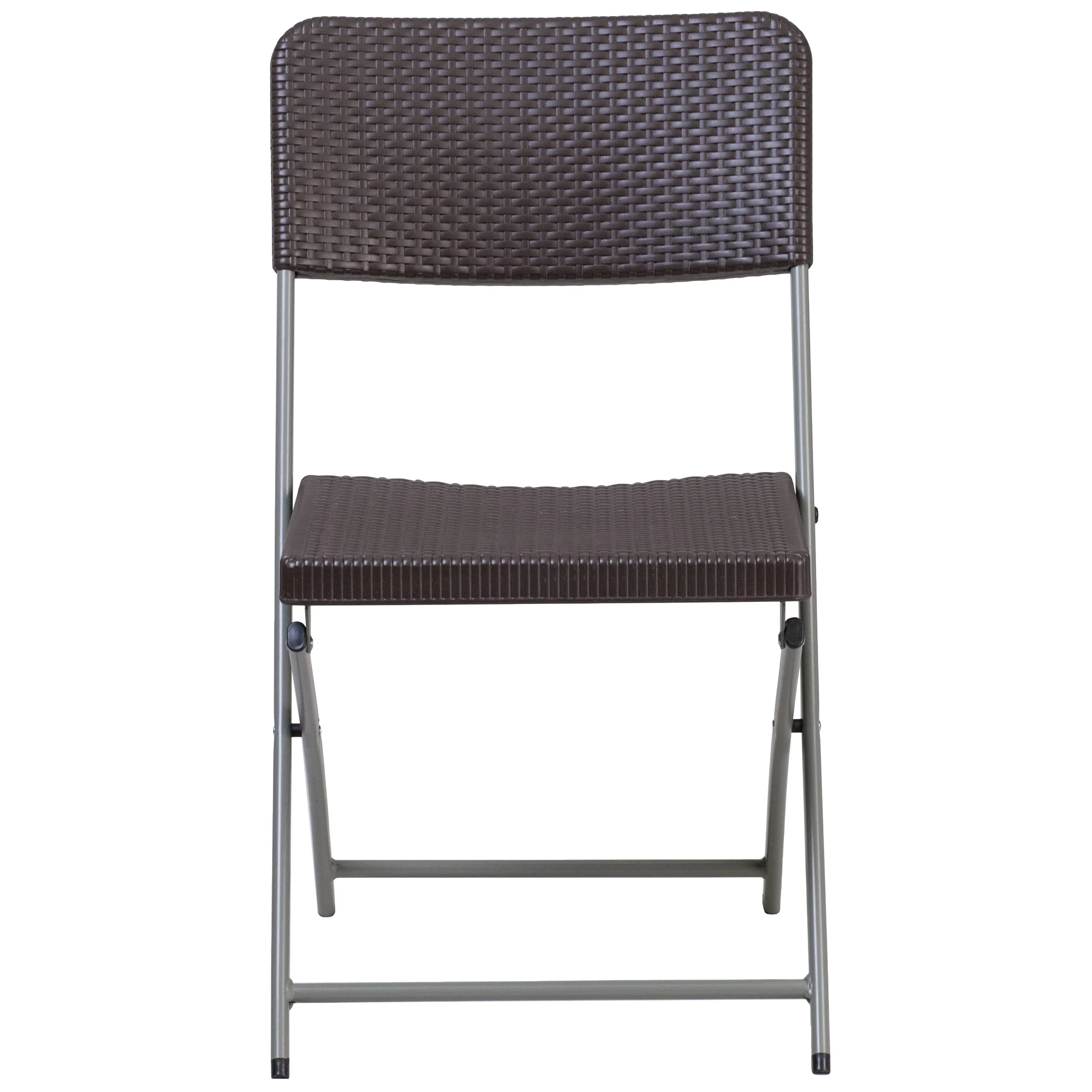 HERCULES Series Rattan Plastic Folding Chair with Gray Frame