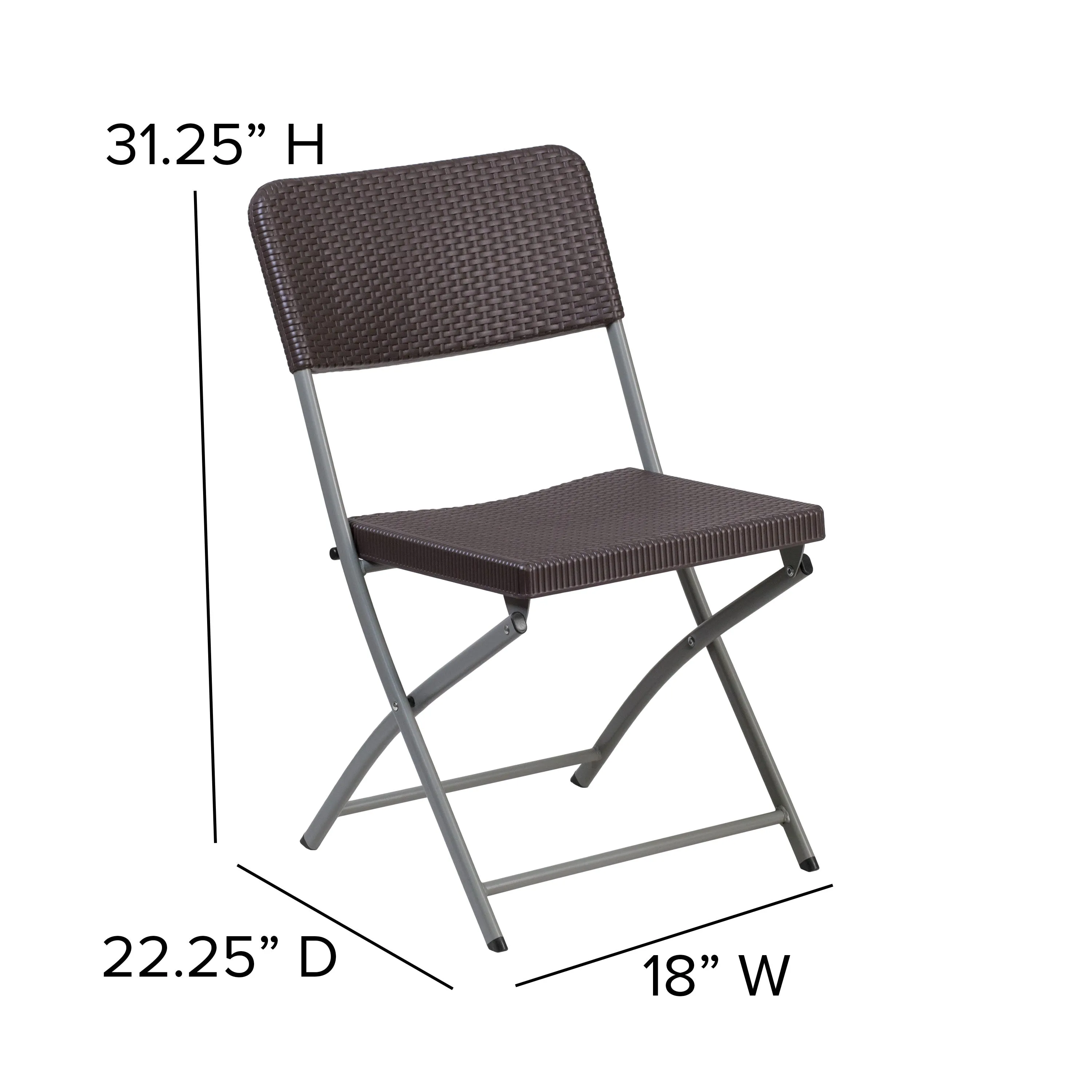 HERCULES Series Rattan Plastic Folding Chair with Gray Frame