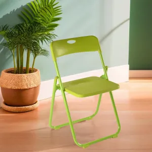 Homestic Folding Chair for Home | Iron Frame & PP Plastic Seat | Lightweight, Portable, Balcony, Garden, Camping Chair | Anti Slip Legs | Indoor Outdoor Chair | Green | 44 * 42 * 75cm