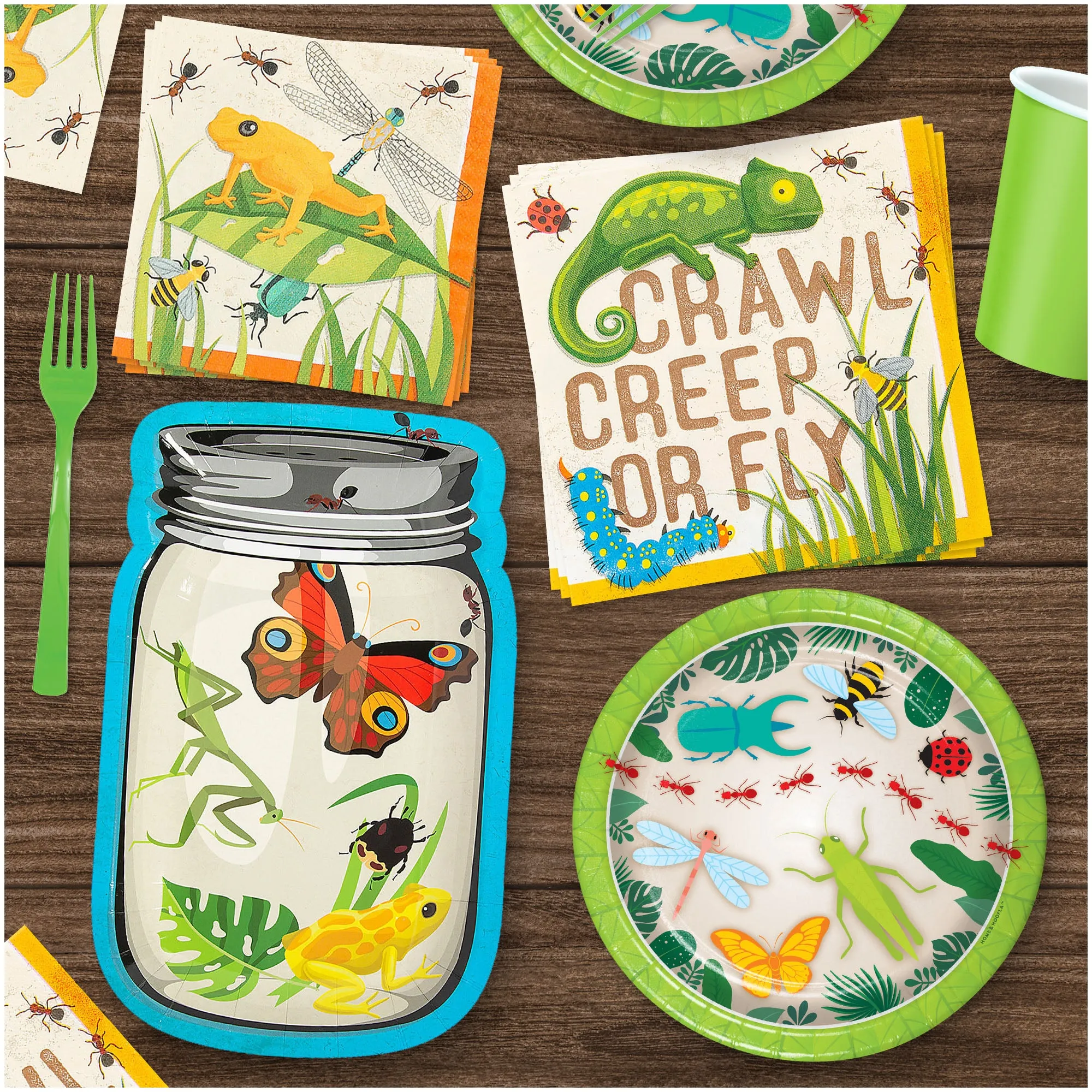 Insect & Bug Party Supplies - Backyard Bug Mix of Paper Plates, and Napkins (Serves 32)