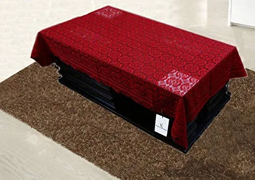 Kuber Industries Cotton 4 Seater Center Table Cover (Maroon) Rectangular,1 Piece