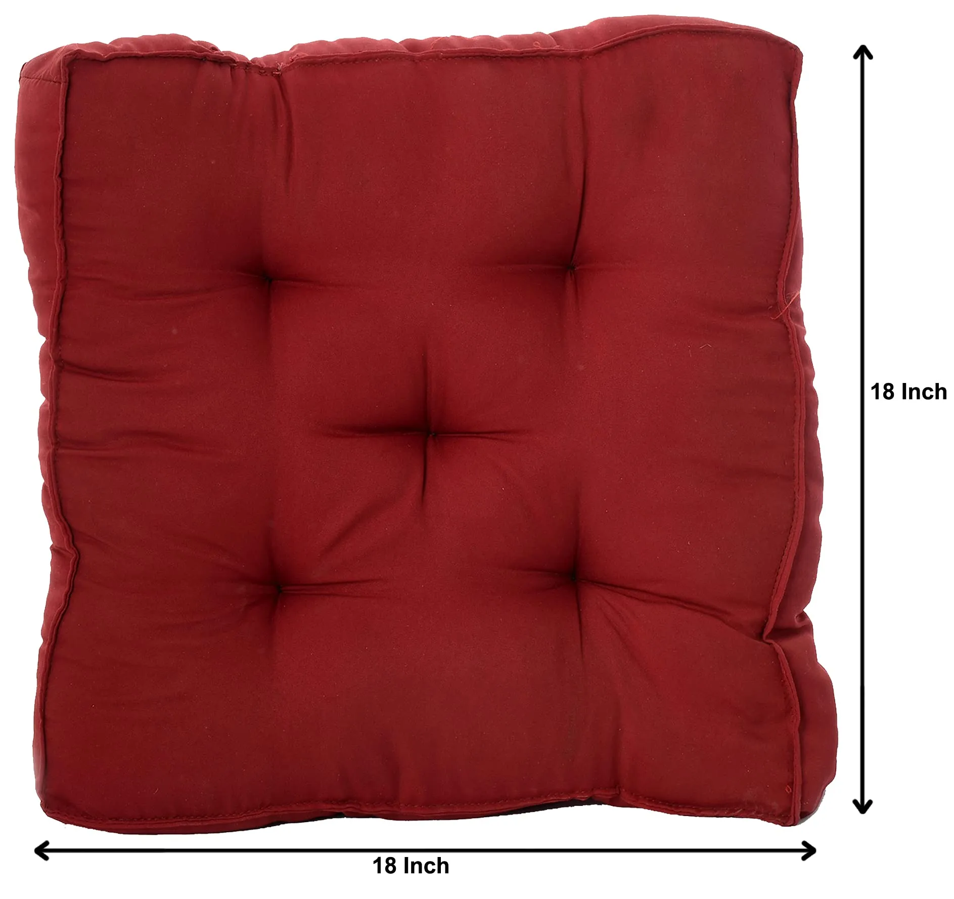 Kuber Industries Square Chair Pad/Cushion|Quilted Microfiber Fabric & Solid Color|Soft & Comfortable Sitting|Size 45 x 45 x 7 CM, Pack of 1 (Maroon)