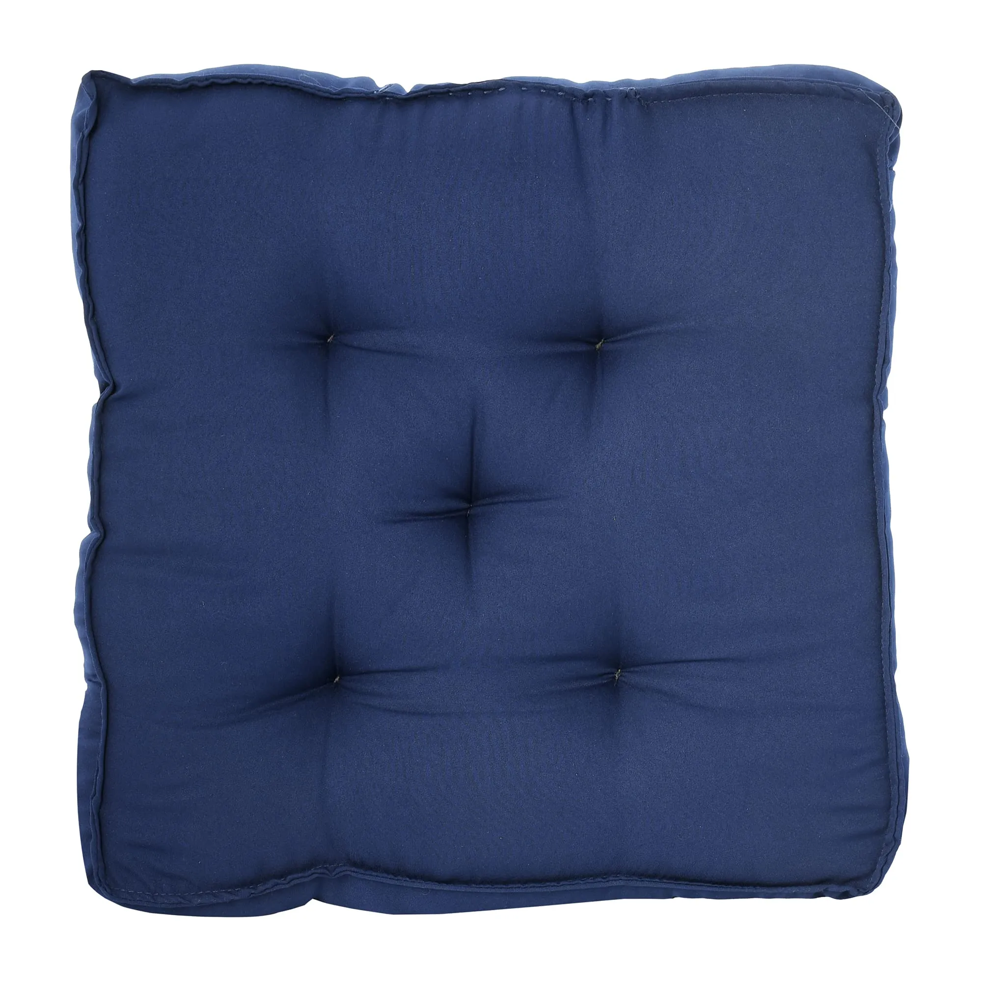 Kuber Industries Square Chair Pad/Cushion|Quilted Microfiber Fabric & Solid Color|Soft & Comfortable Sitting|Size 45 x 45 x 7 CM, Pack of 2 (Navy Blue)