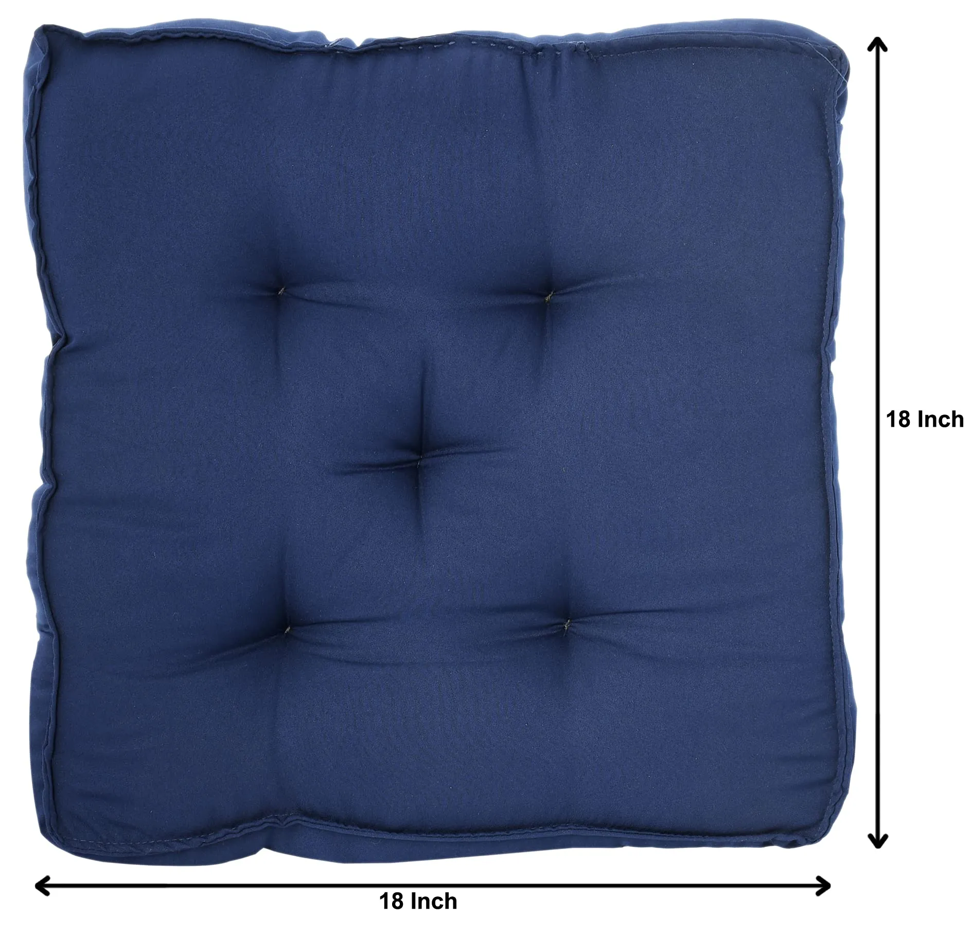 Kuber Industries Square Chair Pad/Cushion|Quilted Microfiber Fabric & Solid Color|Soft & Comfortable Sitting|Size 45 x 45 x 7 CM, Pack of 2 (Navy Blue)