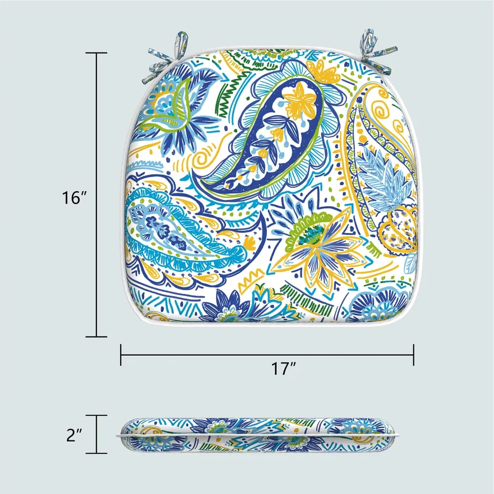 LVTXIII Outdoor Seat Cushions Patio 16"x17" Paisley Blue (Set of 2)