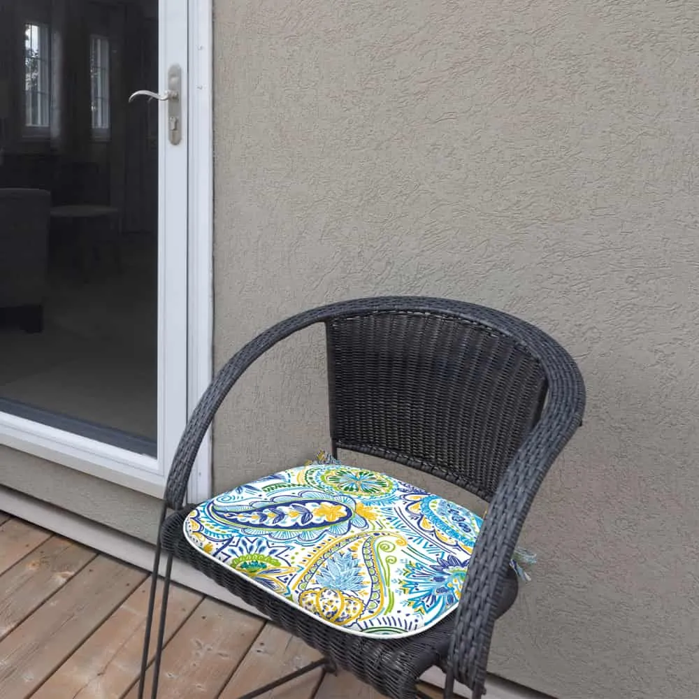 LVTXIII Outdoor Seat Cushions Patio 16"x17" Paisley Blue (Set of 2)