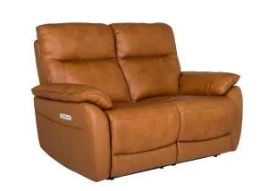 Nerano Full Leather Electric Reclining Sofa Range in Tan by Vida Living