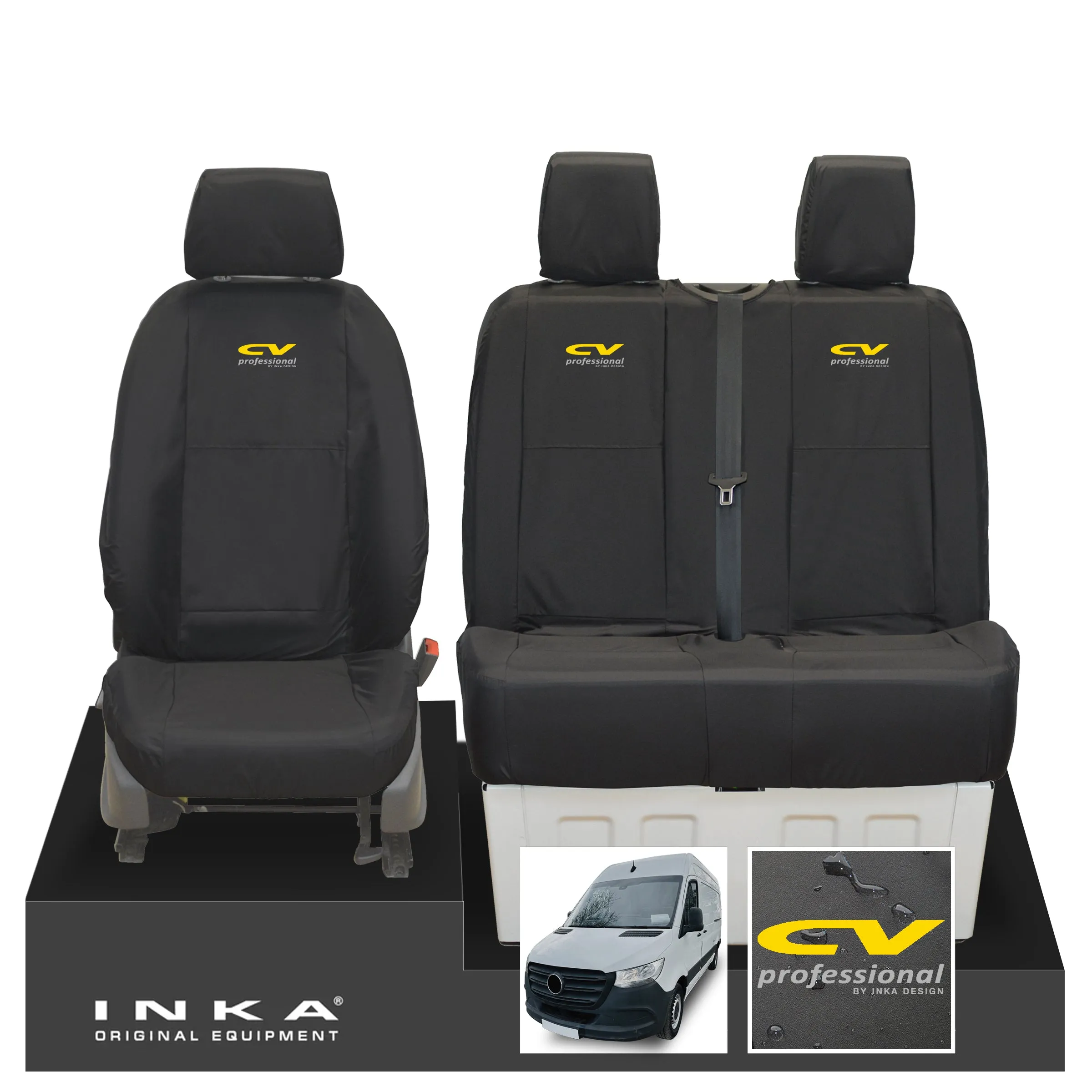 New Mercedes Benz Sprinter INKA Front Set Tailored Waterproof Seat Covers Black MY18 to Present Fits All Derivatives Choice of 7 Colours