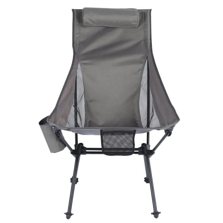 Outdoor Camping Aluminum Alloy Portable Folding Beach Chair, Colour: With Pocket (Dark Gray)