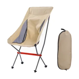 Outdoor Camping Beach Portable Ultra-Light Aluminum Alloy Folding Chair (Beige)