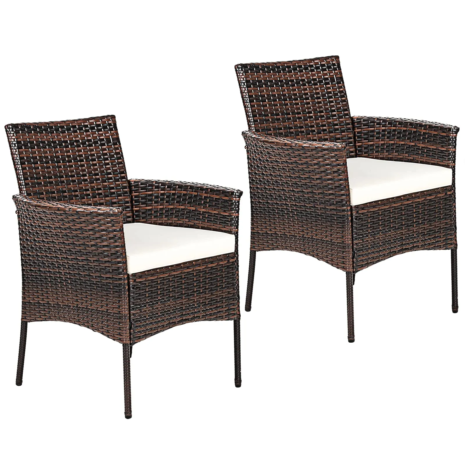 Outdoor PE Rattan Armchairs with Removable Cushions