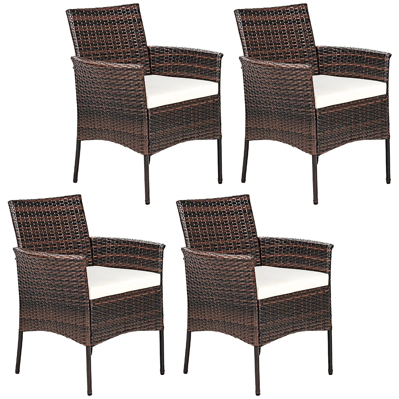 Outdoor PE Rattan Armchairs with Removable Cushions