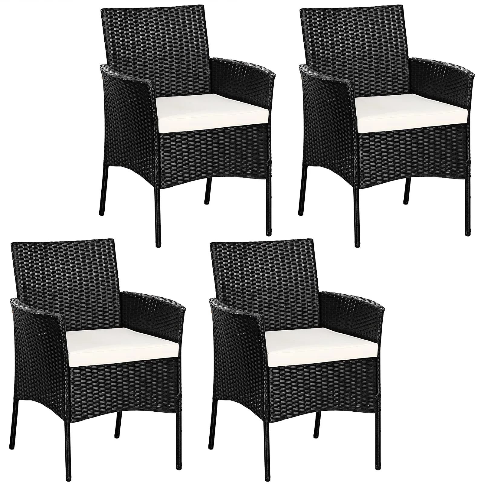 Outdoor PE Rattan Armchairs with Removable Cushions