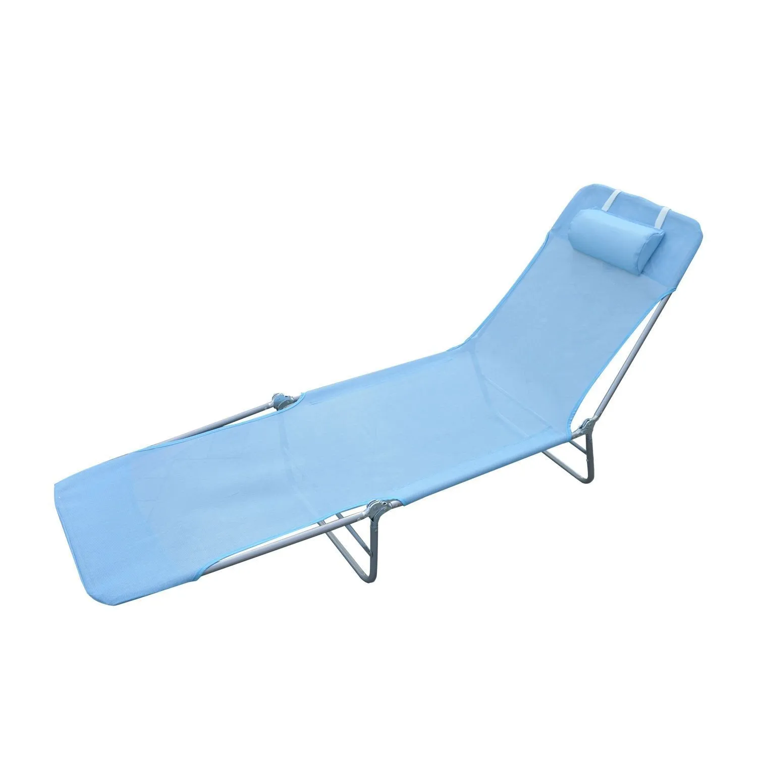 Outsunny Adjustable Reclining Beach Sun Lounge Chair, Blue