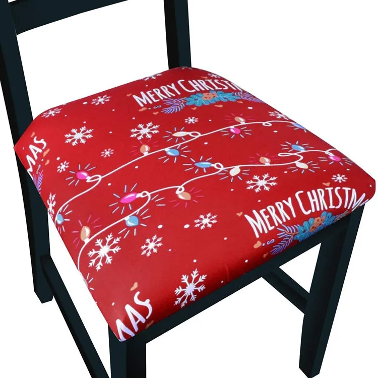 Pattern Stretchable Dining Chair Seat Cover Christmas Tree