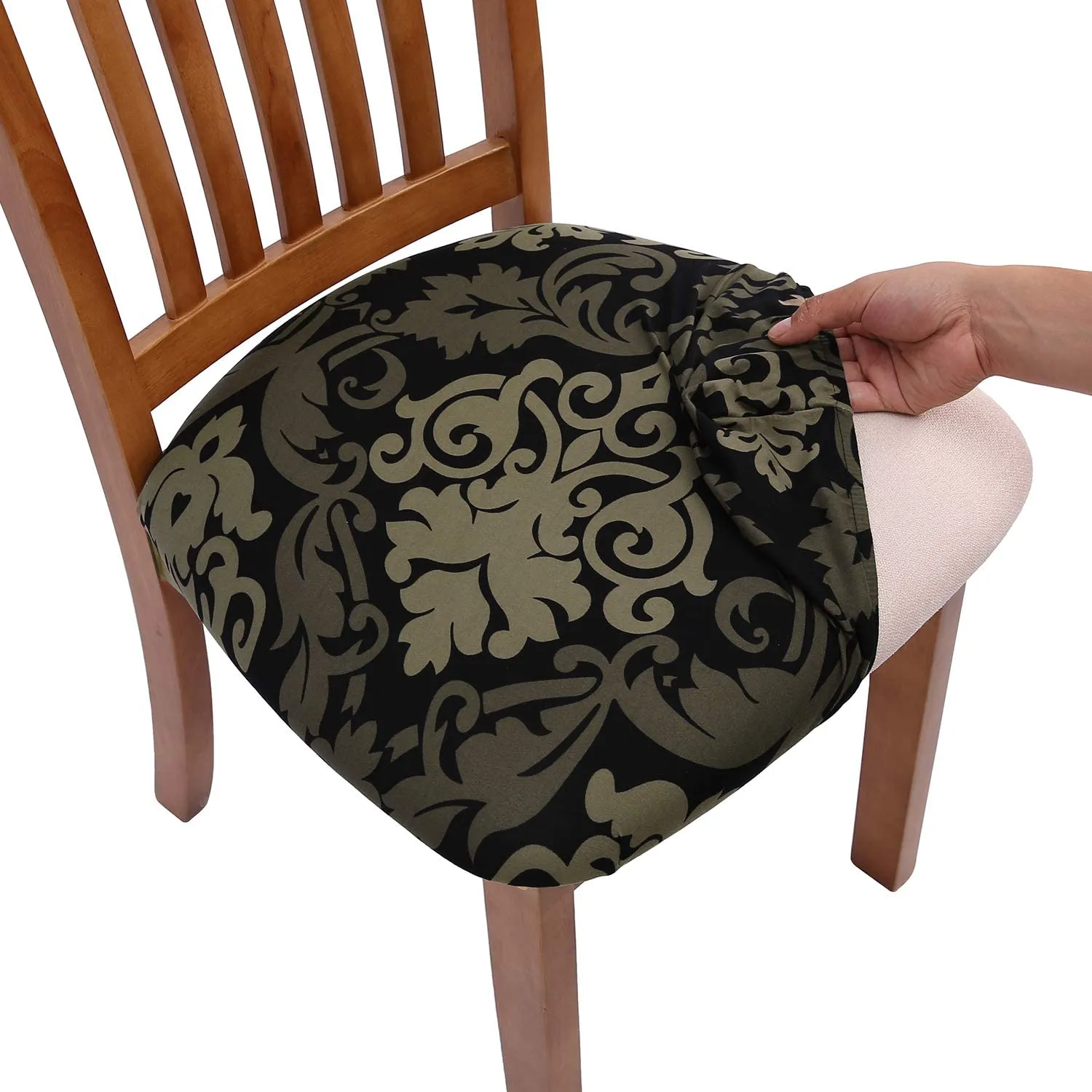 Pattern Stretchable Dining Chair Seat Cover Christmas Tree