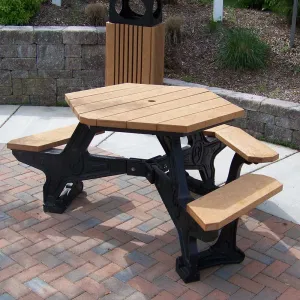 Plaza Hexagonal Picnic Table, Wheelchair Accessible