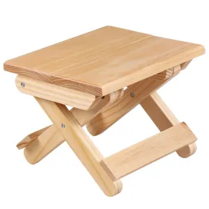 Portable Simple Pine Solid Wooden Folding Stool Outdoor Fishing Chair Stool(24x18x19cm)