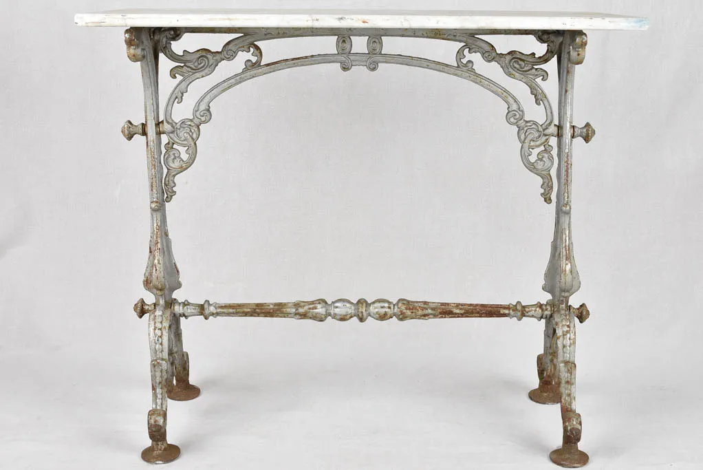 Rectangular marble and cast iron bistro table 35½" x 19¾"