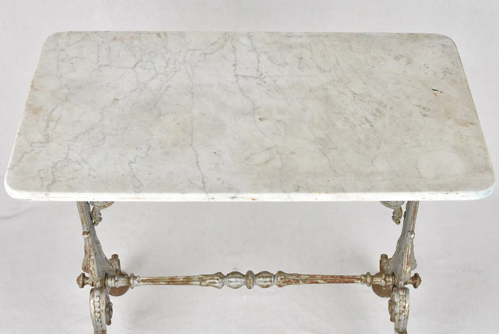 Rectangular marble and cast iron bistro table 35½" x 19¾"