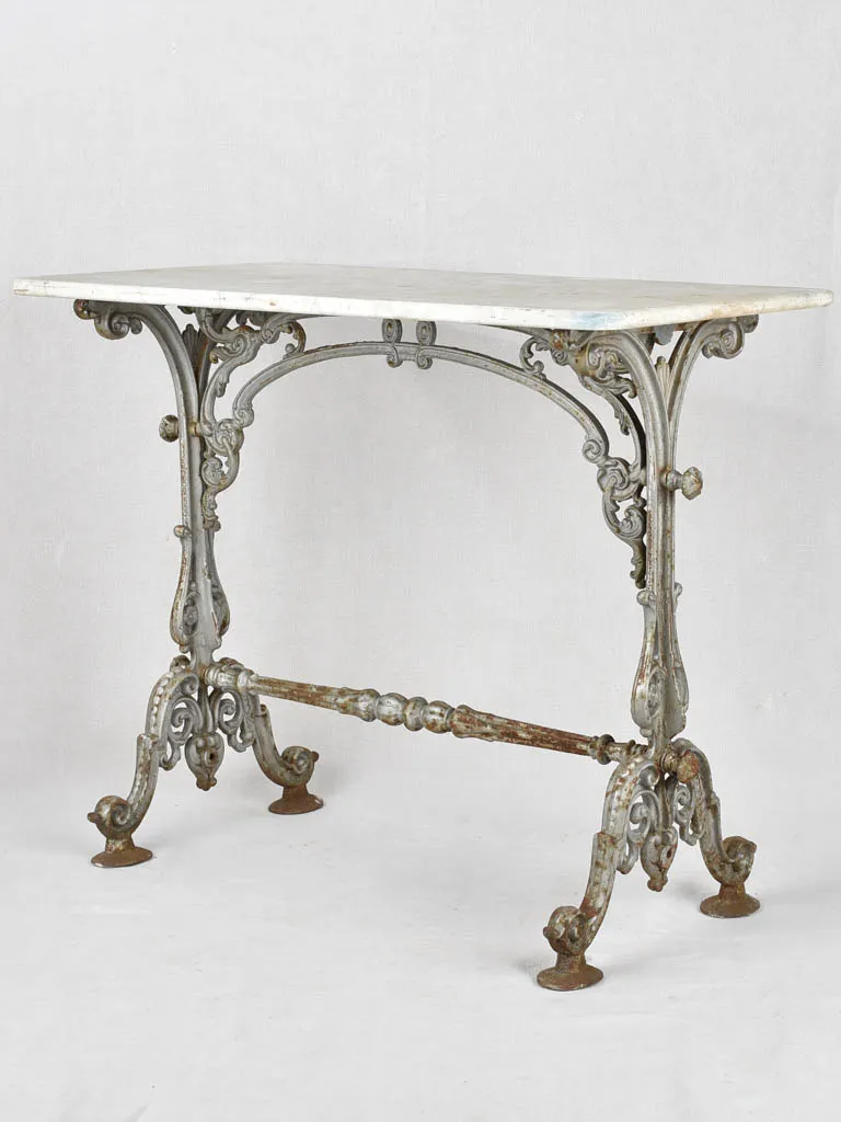 Rectangular marble and cast iron bistro table 35½" x 19¾"