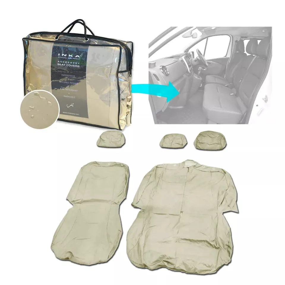 Renault Trafic Front 1 2 Fully Tailored Waterproof Seat Covers Beige MY 01-14