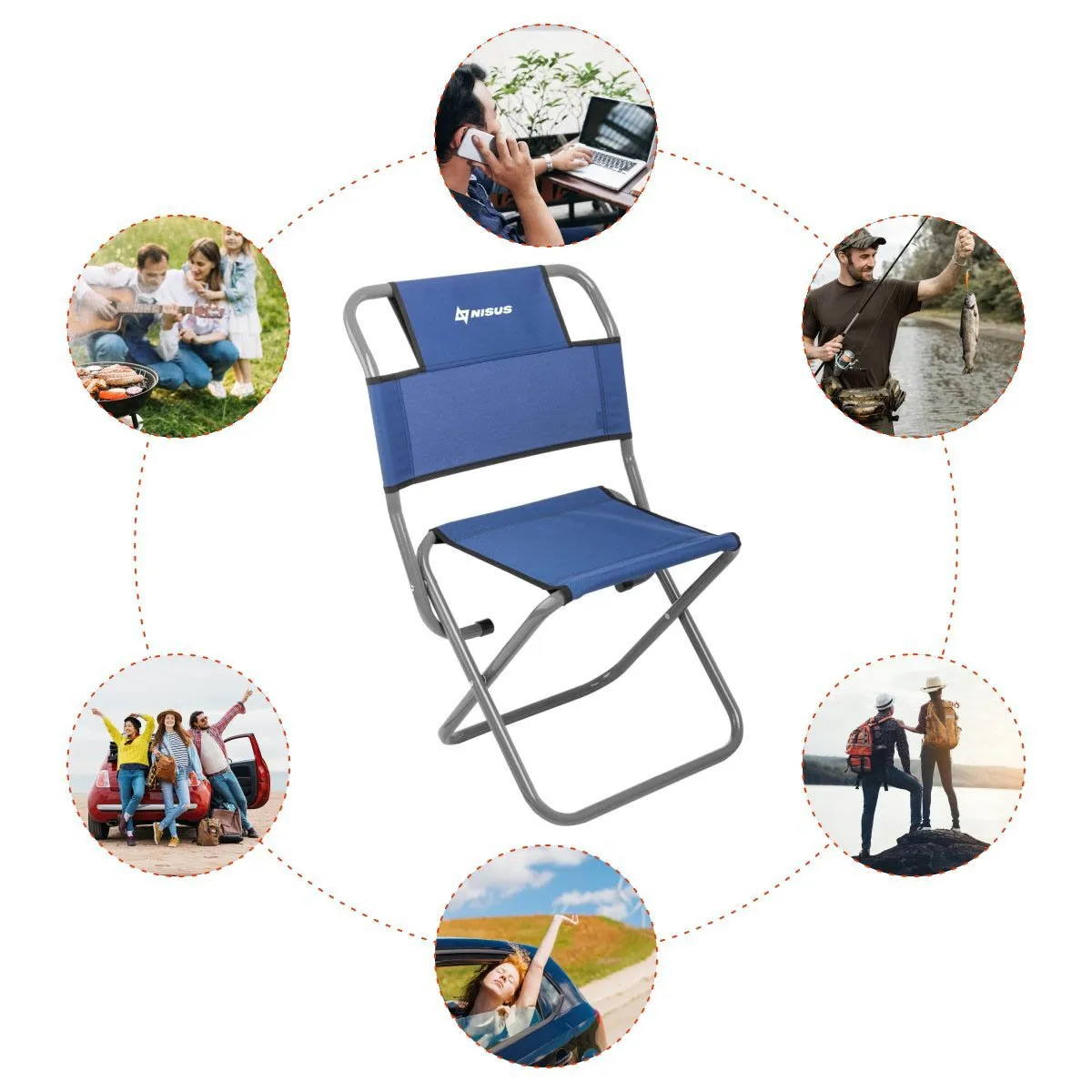 Set of Two Outdoor Portable Folding Tourist Chairs