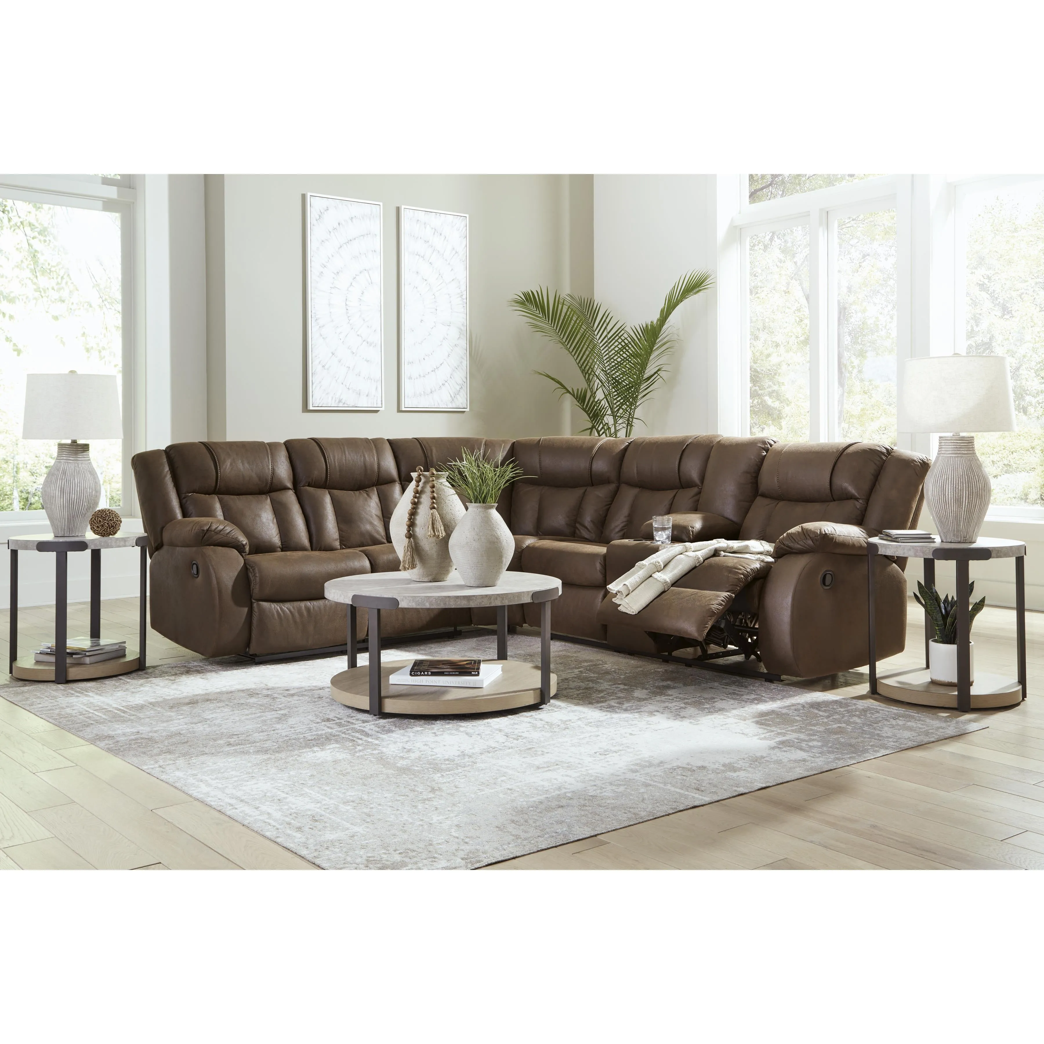 Signature Design by Ashley Trail Boys Reclining Leather Look 2 pc Sectional 8270348C/8270349C