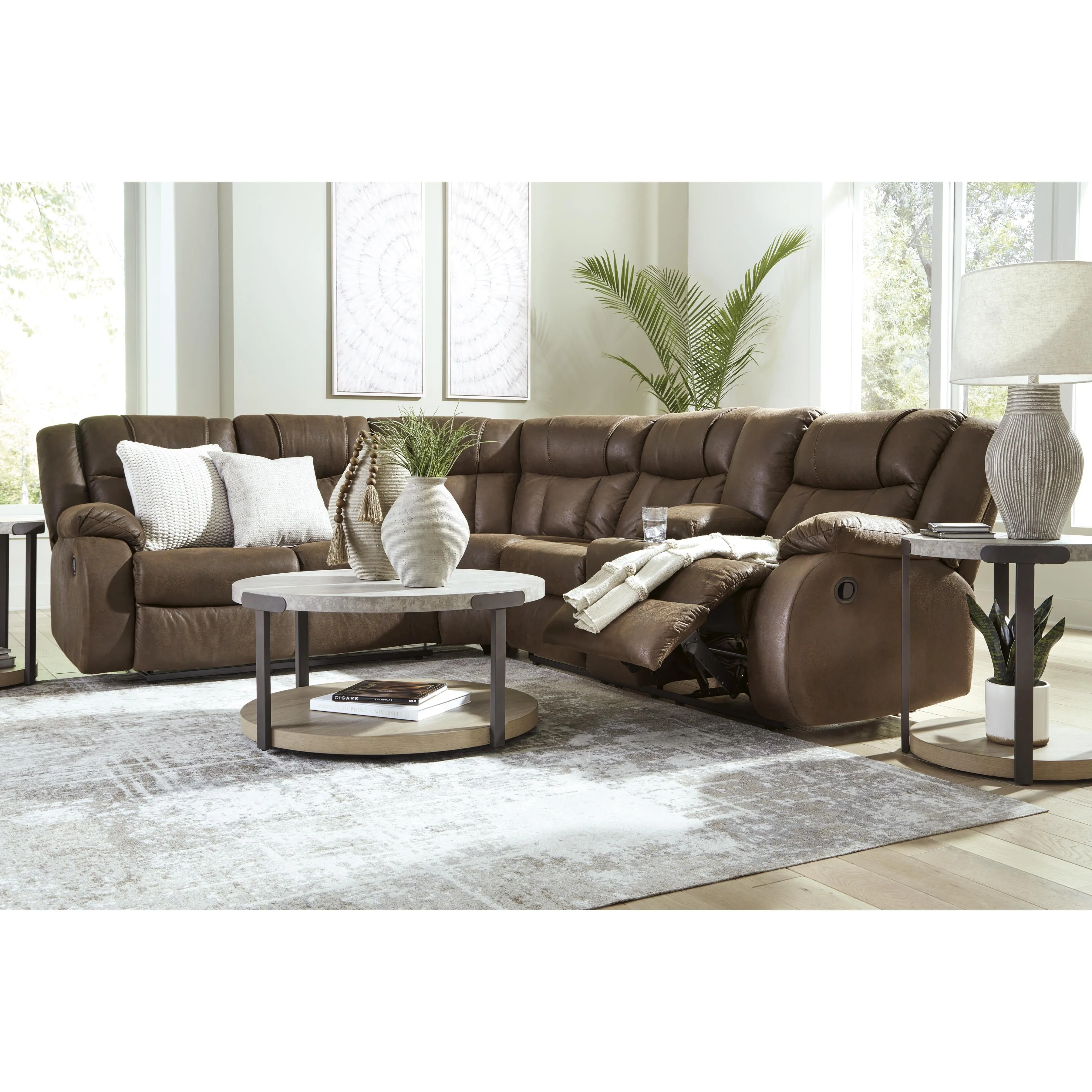 Signature Design by Ashley Trail Boys Reclining Leather Look 2 pc Sectional 8270348C/8270349C