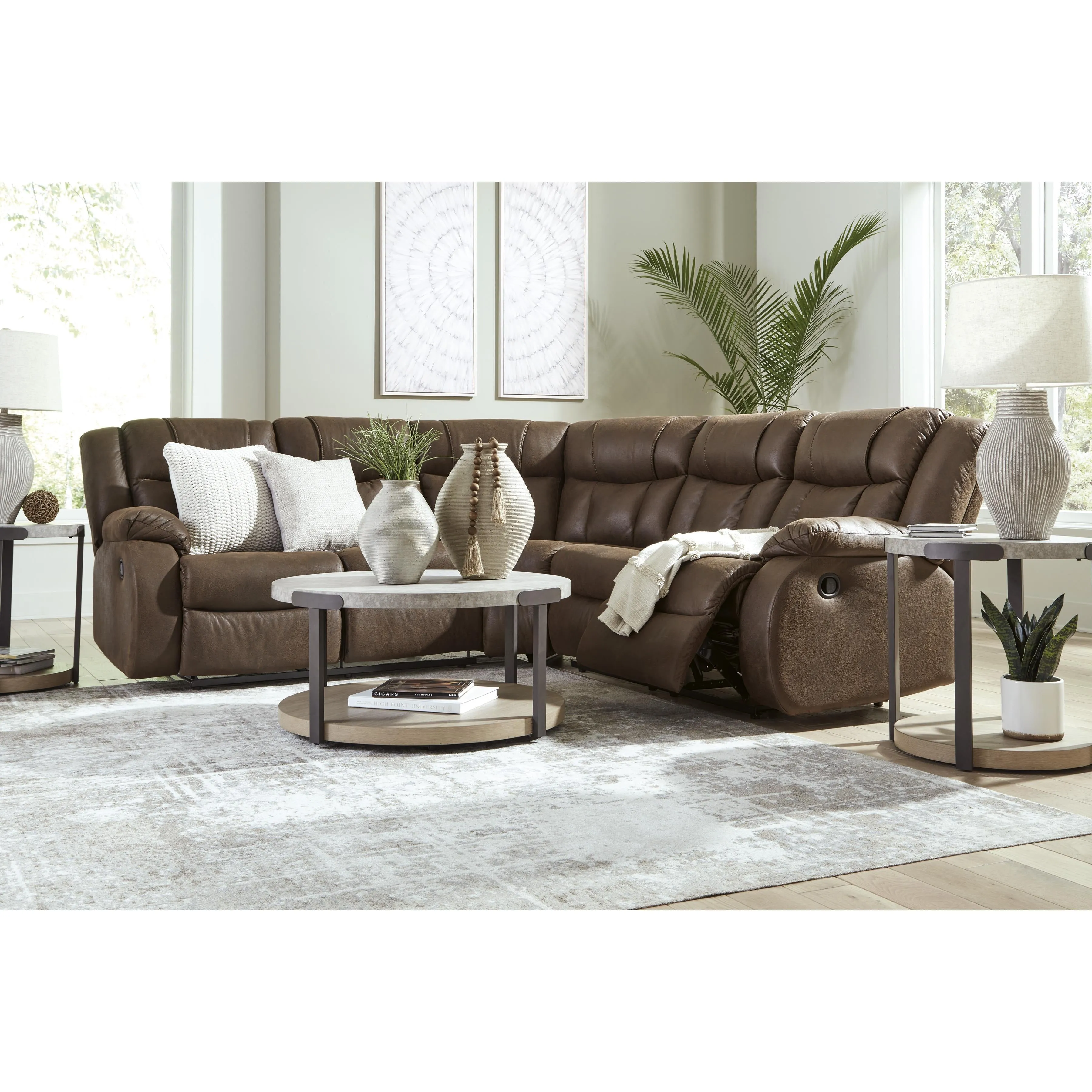 Signature Design by Ashley Trail Boys Reclining Leather Look 2 pc Sectional 8270348C/8270350C