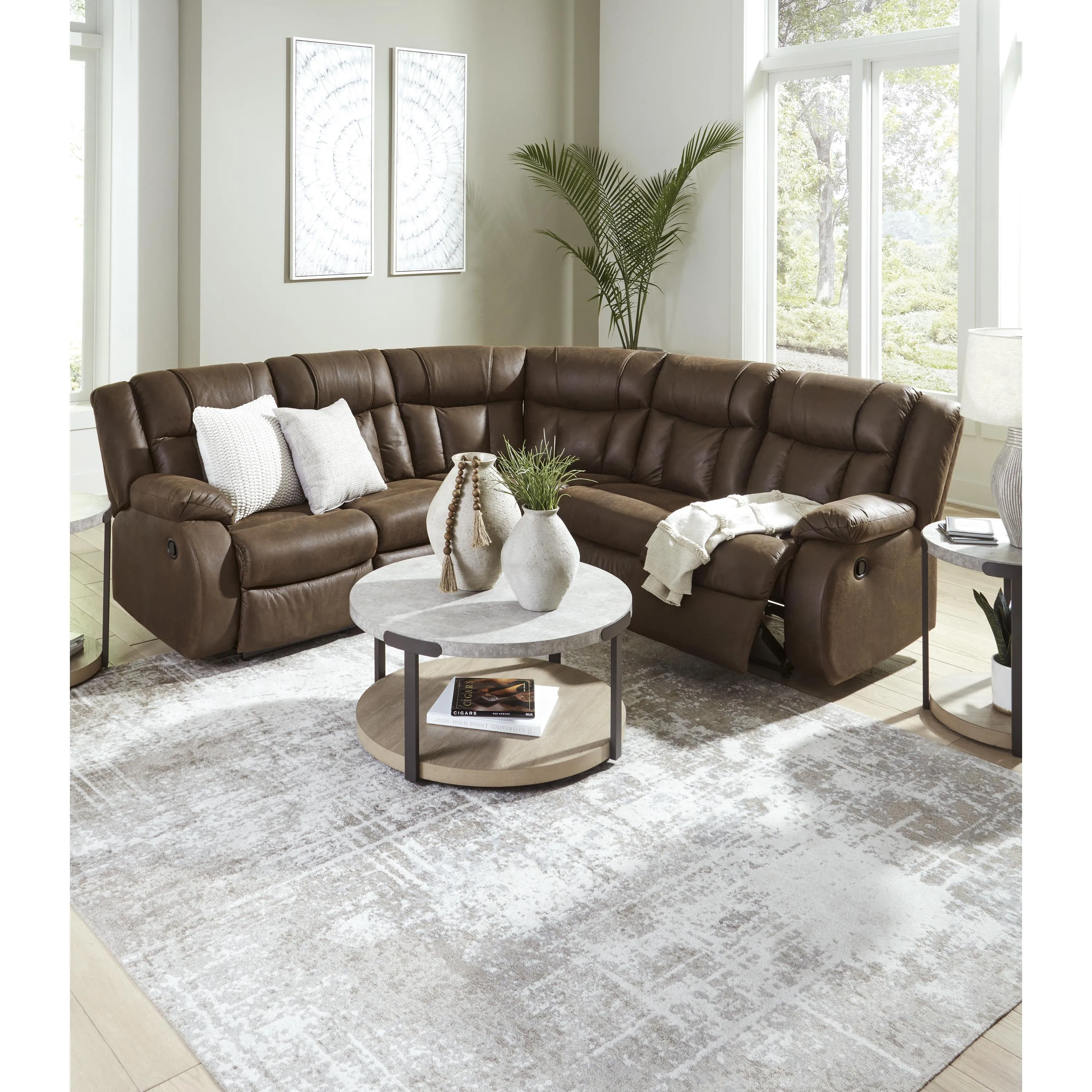 Signature Design by Ashley Trail Boys Reclining Leather Look 2 pc Sectional 8270348C/8270350C