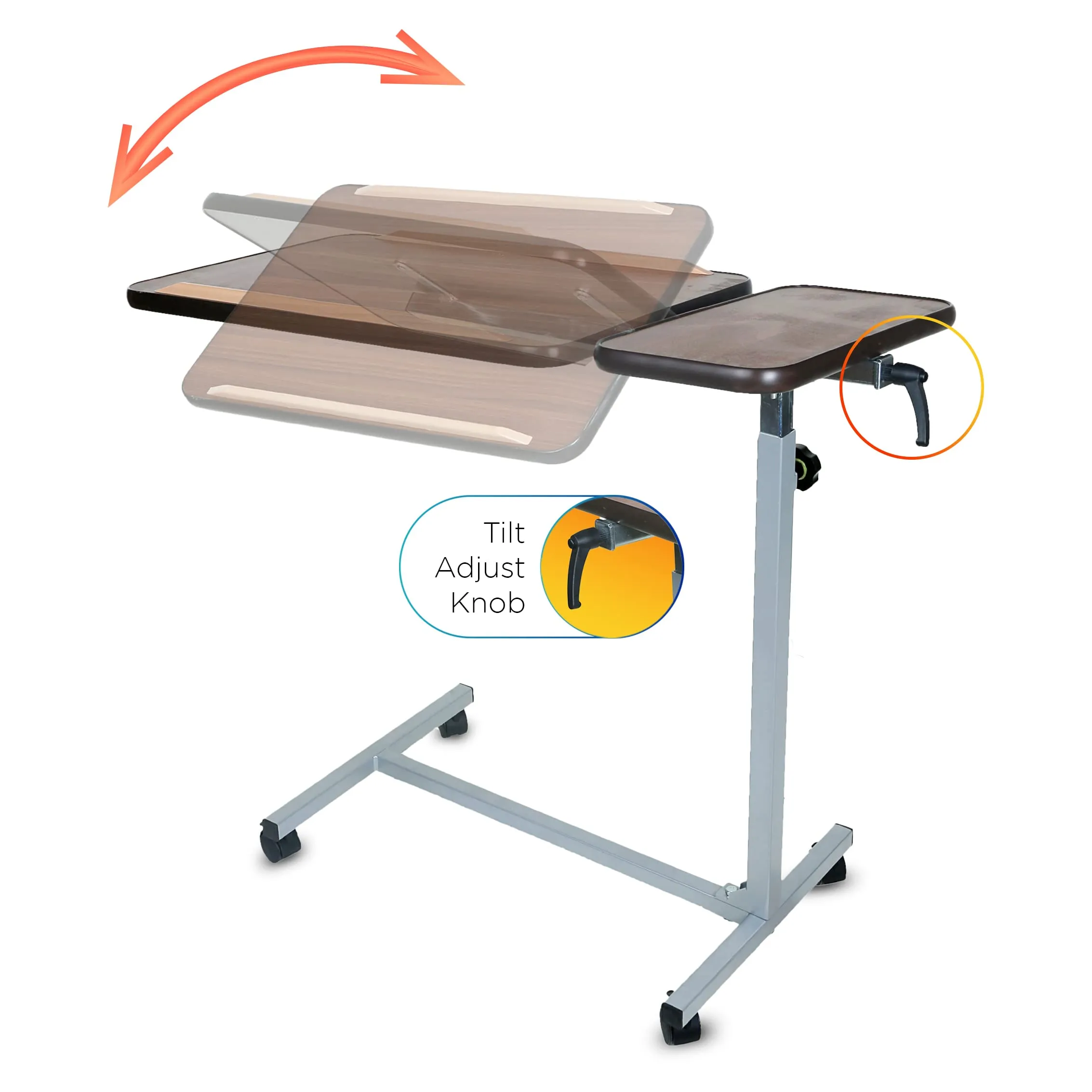 Sunbeam Enterprises Height Adjustable OverbedTable | Laptop Table with Wheels