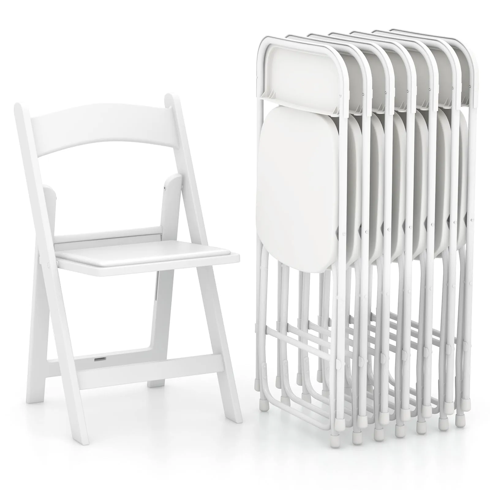 Tangkula Folding Chairs, Outdoor Portable Patio Chairs w/Plastic Seat & Back, Heavy-Duty Metal Frame