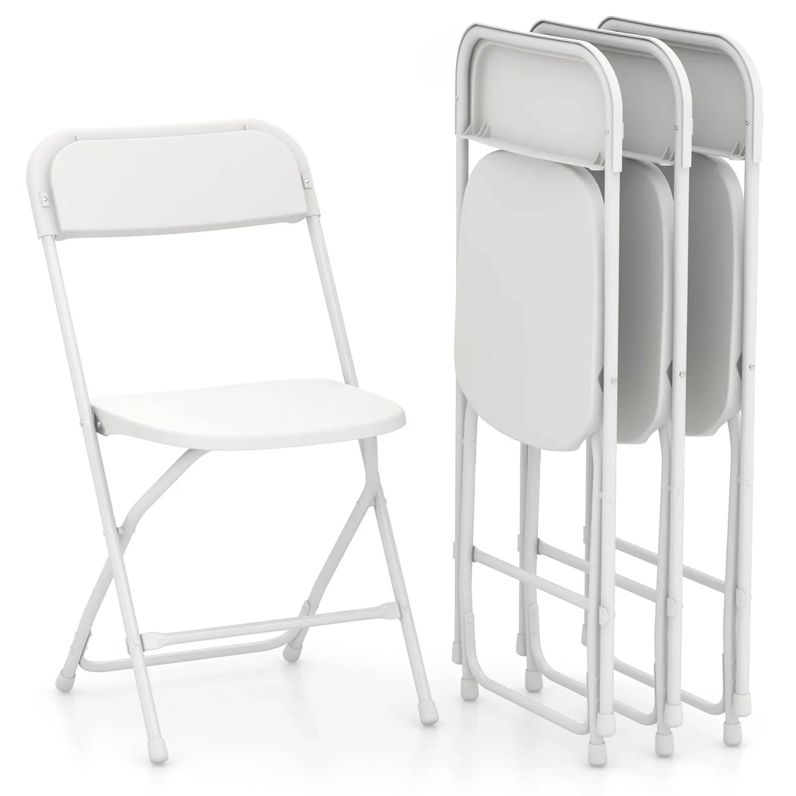 Tangkula Folding Chairs, Outdoor Portable Patio Chairs w/Plastic Seat & Back, Heavy-Duty Metal Frame